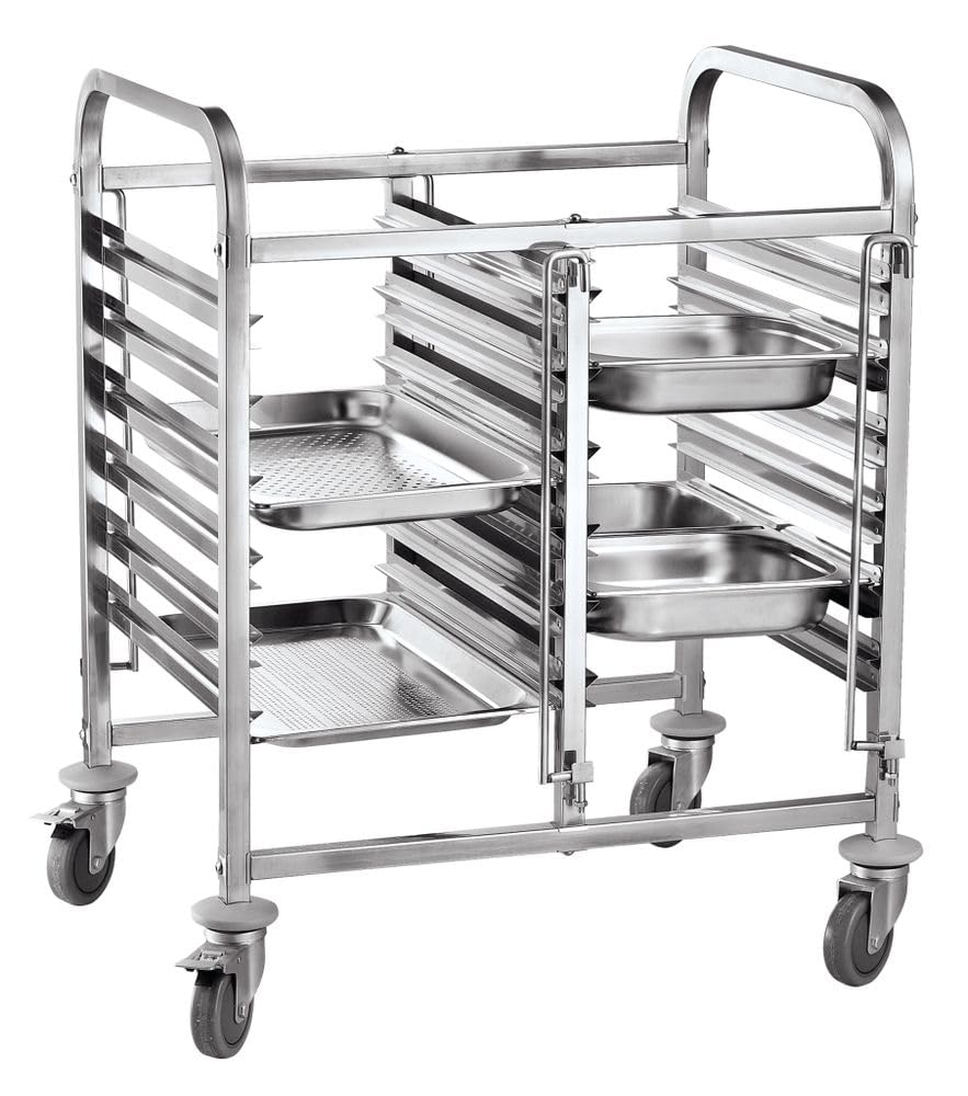 HENDI Carro bandejero Doble móvil, 12 x GN 1/1, Capacidad de Carga 150 kg, 810x610x(H) 960mm, Acero Inoxidable