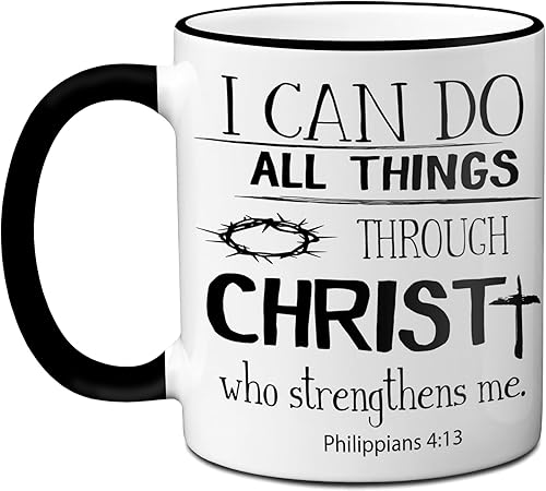 Miniatura 7 de Taza de café con texto en inglés "I Can Do All Things Through Christ", taza de té, chocolate caliente, de cerámica, idea de regalo de fe cristiana