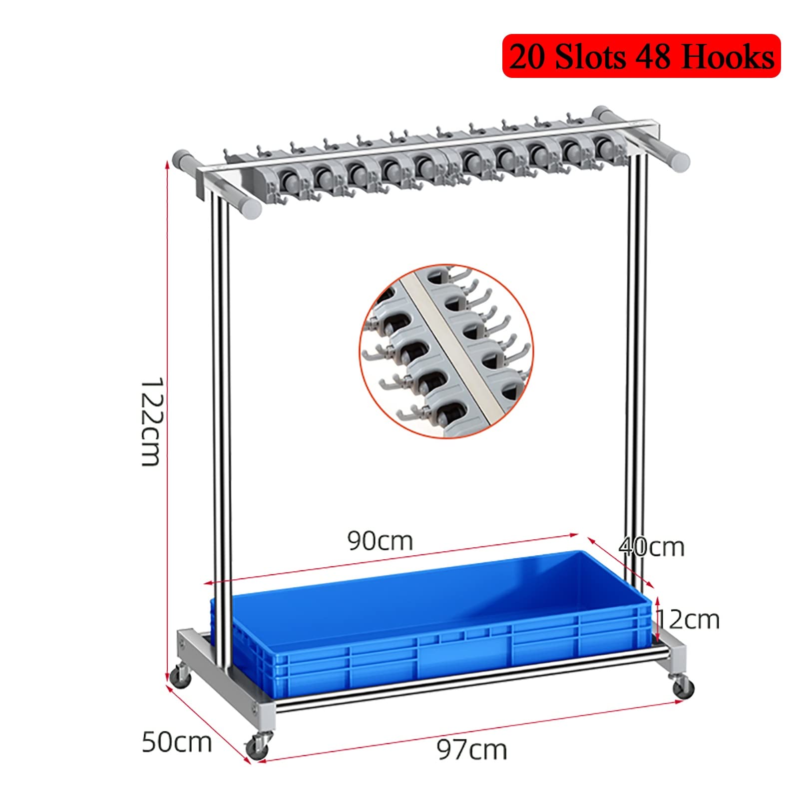Support de vadrouille mobile monté au sol, support de balai utilitaire, chariot à outils de nettoyage, support de rangement pour parapluie, support de vidange de vadrouille en acier inoxydable pouvant