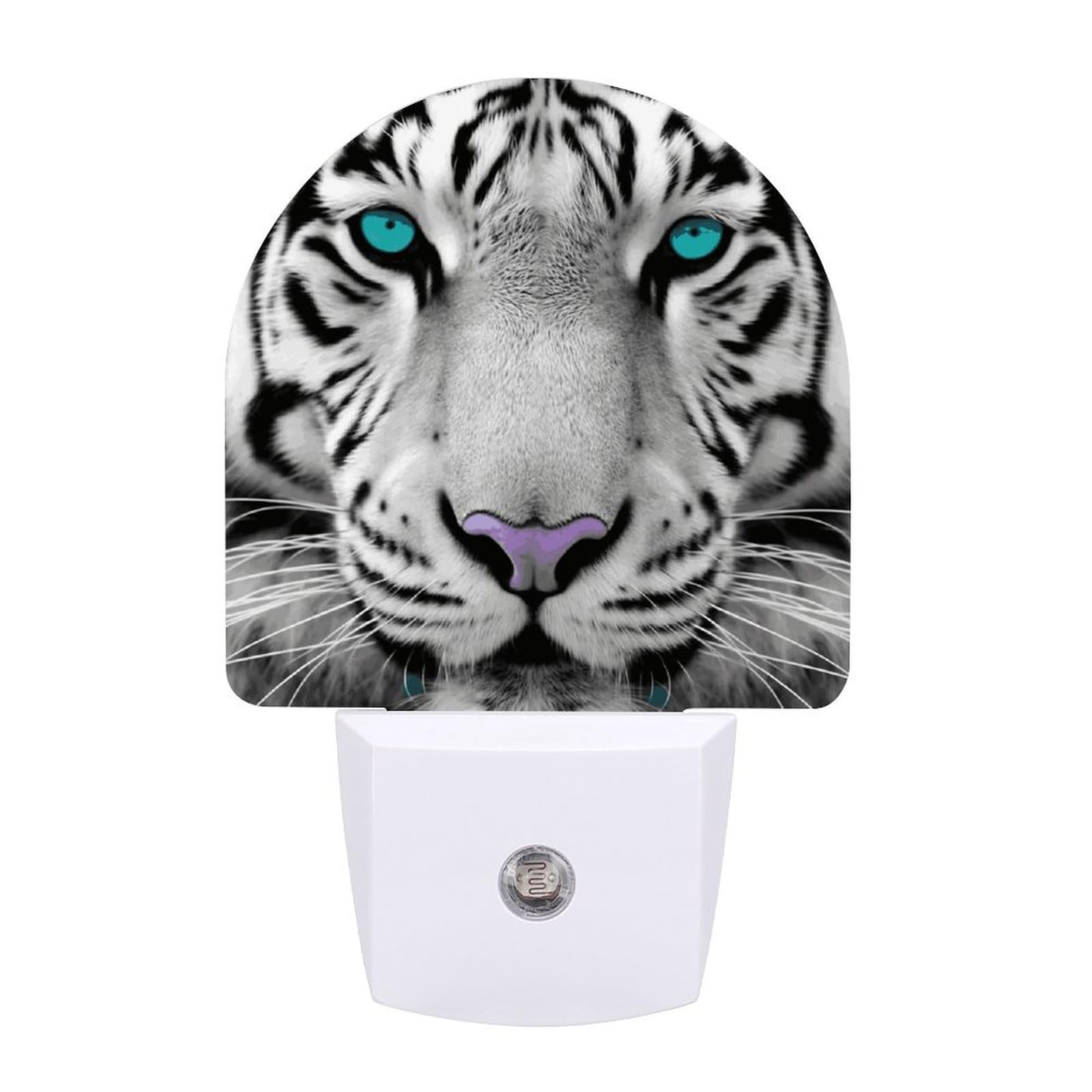 LDGSUPH - LED tiger night light with teal eyes with 0.5W smart night light sensor, plug-in night light, dusk to dawn sensor, small saving lights