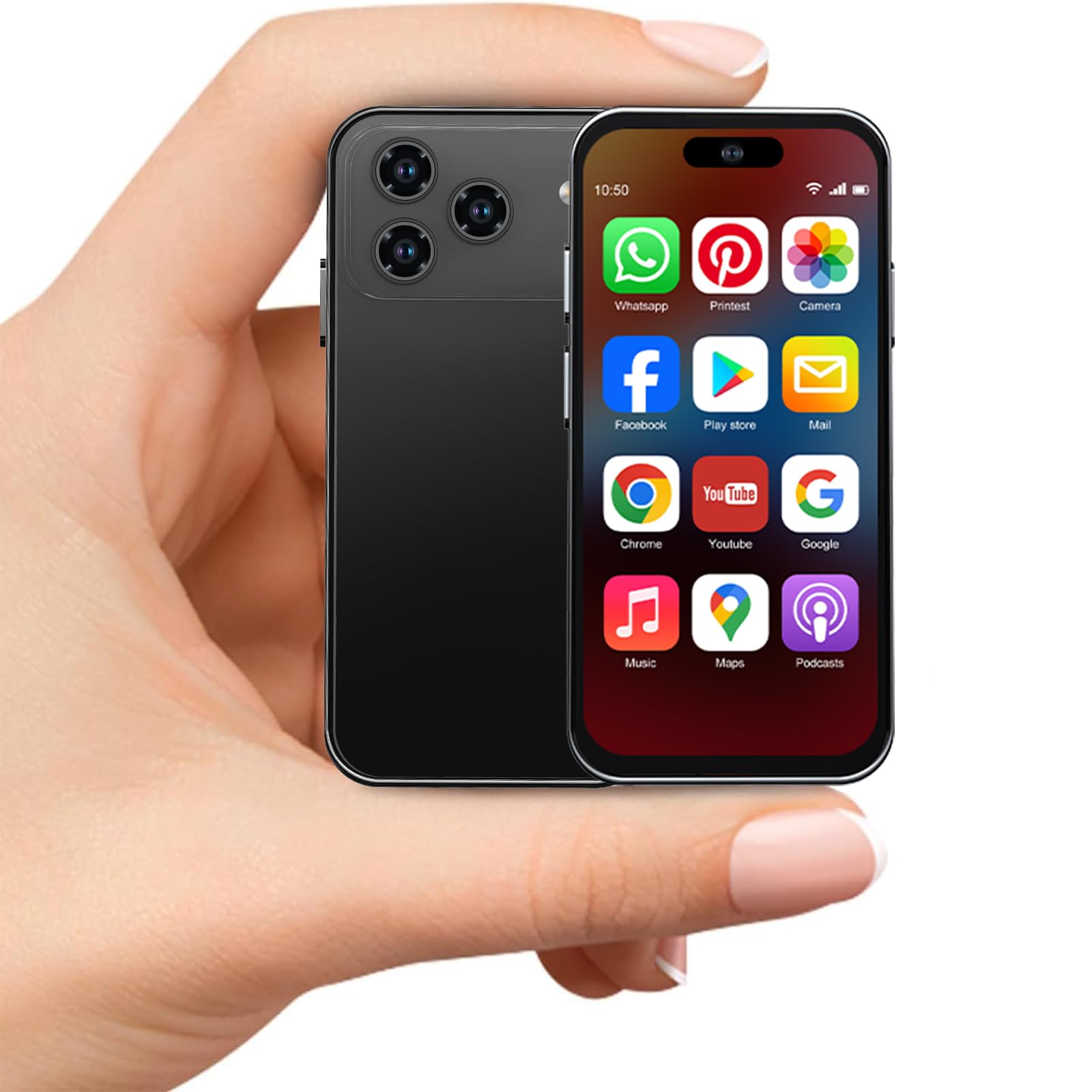 mini telefono per bambini nero touch screen 4 pollici