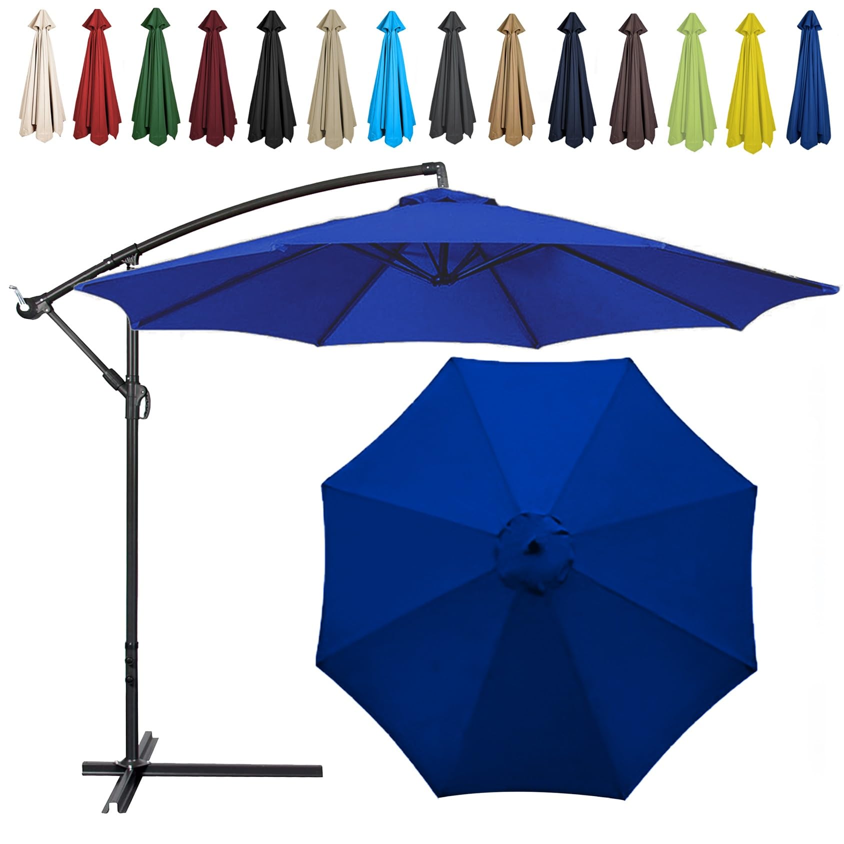 Replacement Parasol Canopy, 2m/2.7m/300cm, 6 Arms/8 Arms, Sun Umbrella Replacement Cloth, Polyester UV Protection Market Table Umbrella Canopy, Parasol Umbrella Replacement Cover(Color:Royal blue,Size