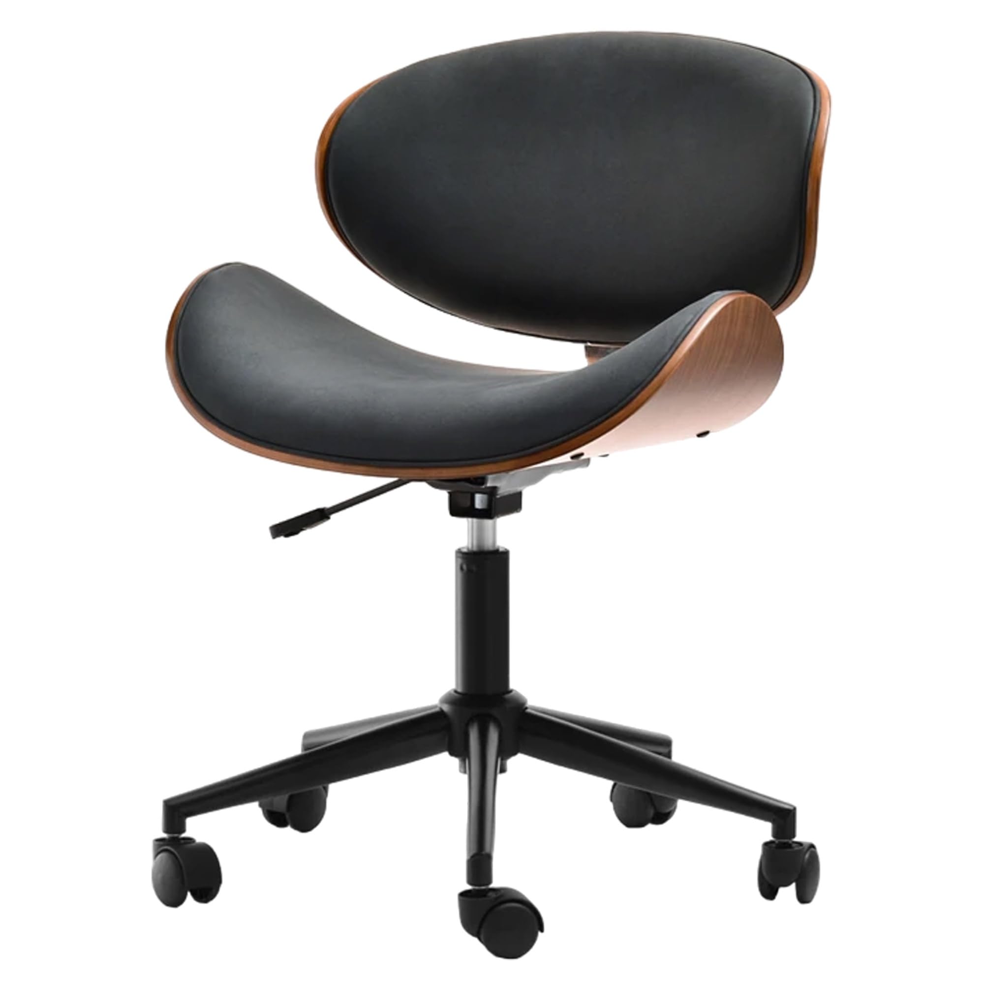 WELL HOME MOBILIARIO & DECORACIÓN Sedia da Ufficio 'Argi' Nera 52 x 46 x 63 cm, Pelle Sintetica, Nero, 52x46x63cm