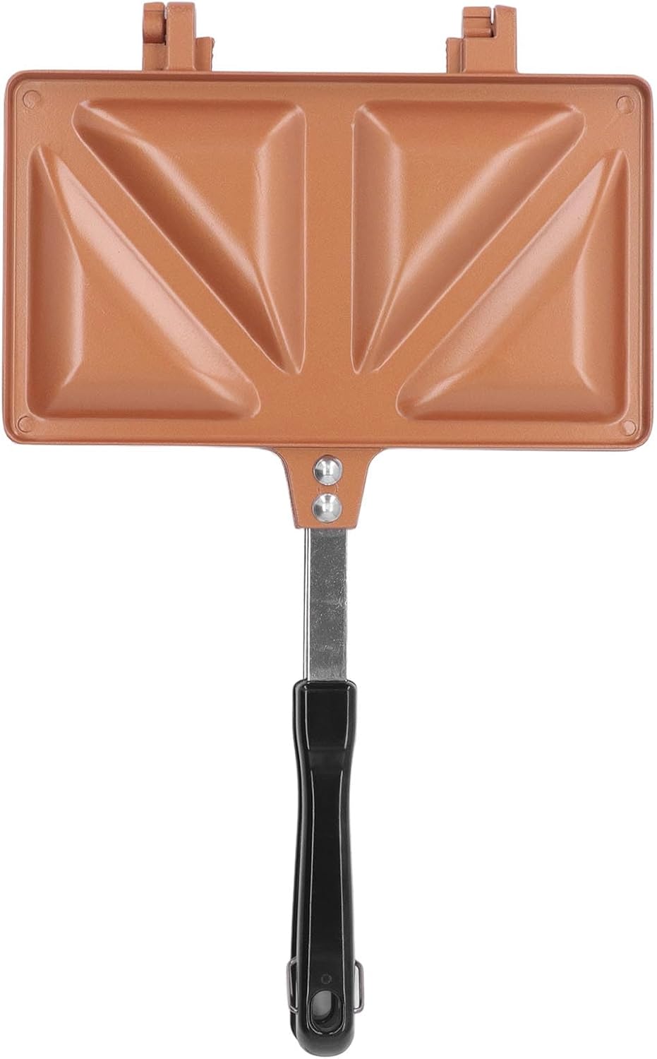 Fockety Hot Sandwich Maker, Double Sided Heating Aluminum Alloy Panini Maker Pan Even Heating Lightweight Portable Sandwich Press Grill for Sandwiches, Frying Eggs, Baking Bread (Gold)