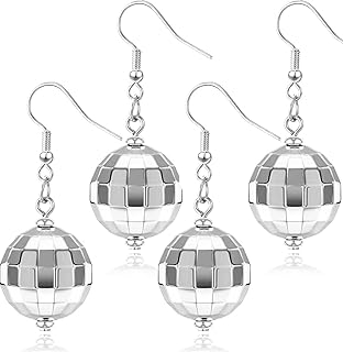 Disco Ball Earrings for Women Silver Gold Disco Mirrorball Earrings Perfect for 70s outfits Dance Party Costume Accessories