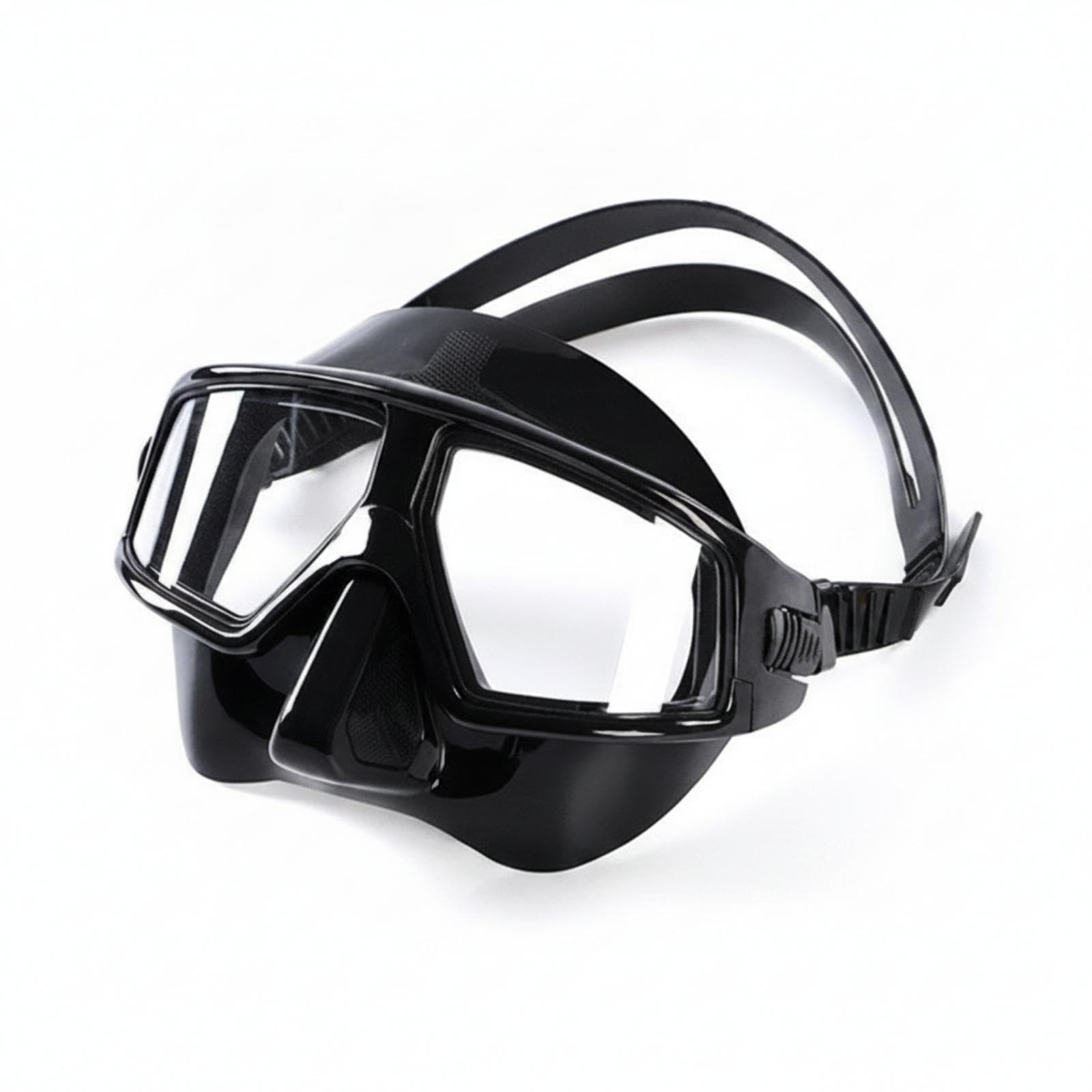 Snorkeling Facepiece with Silicone Skirt Wide-View Diving Facepiece with Strengthened Glass Adjustable Goggles for Snorkelers, Divers, Freediving Black-picture-15