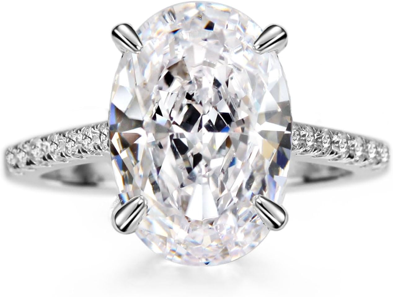 michooyel S925 4ct Oval Cut Cubic Zirconia Engagement Rings For Women Wedding RIng Promise Ring Sterling Silver Wedding Band For Women