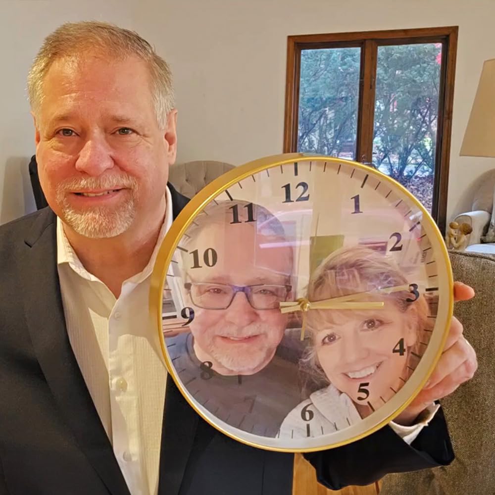 Custom Wall Clock - Personalized Silent Quartz Clock with Photo, Name, or Logo, 10/12/14 Inches | Modern Decorative Clock for Home, Office, Wedding, Anniversary, Kids