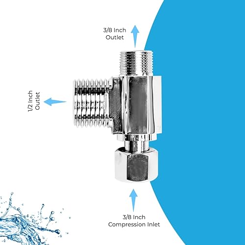 Miniatura 4 de GenieBidet Conector de tubo en T de 38 x 38 x 12 pulgadas para bidé  Conéctate a suministro de agua de 38 en lugar de una entrada del tanque de