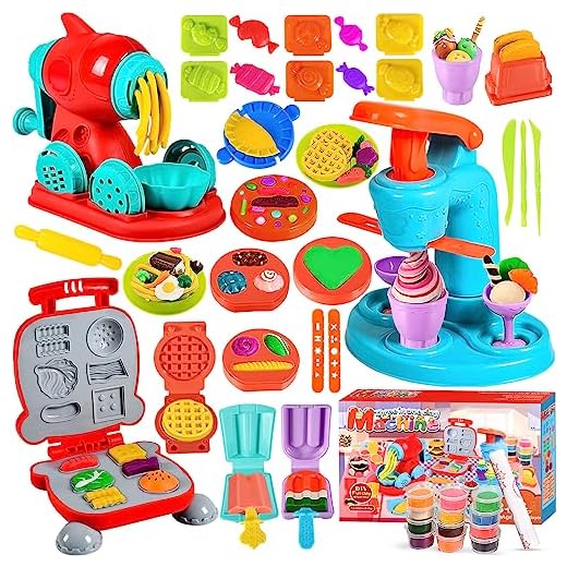 MUOIVG Juego de Plastilina, Herramientas Plastilina para Niños, 51 Piezas de Moldes plastilina para Crear Hamburguesa,Pizza y Pasta, Accesorios de Arcilla de Modelado,con 12 Cajas Arcilla