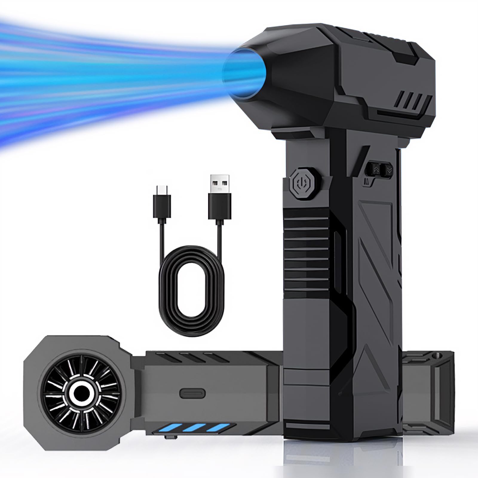 Rechargeable Electric Air Duster - Cordless, 110000RPM High Power Mini Blower, 3-Speed Adjustable Portable Air Blower Gun for Efficient Car, PC, Keyboard, Home & Outdoor Dust Cleaning