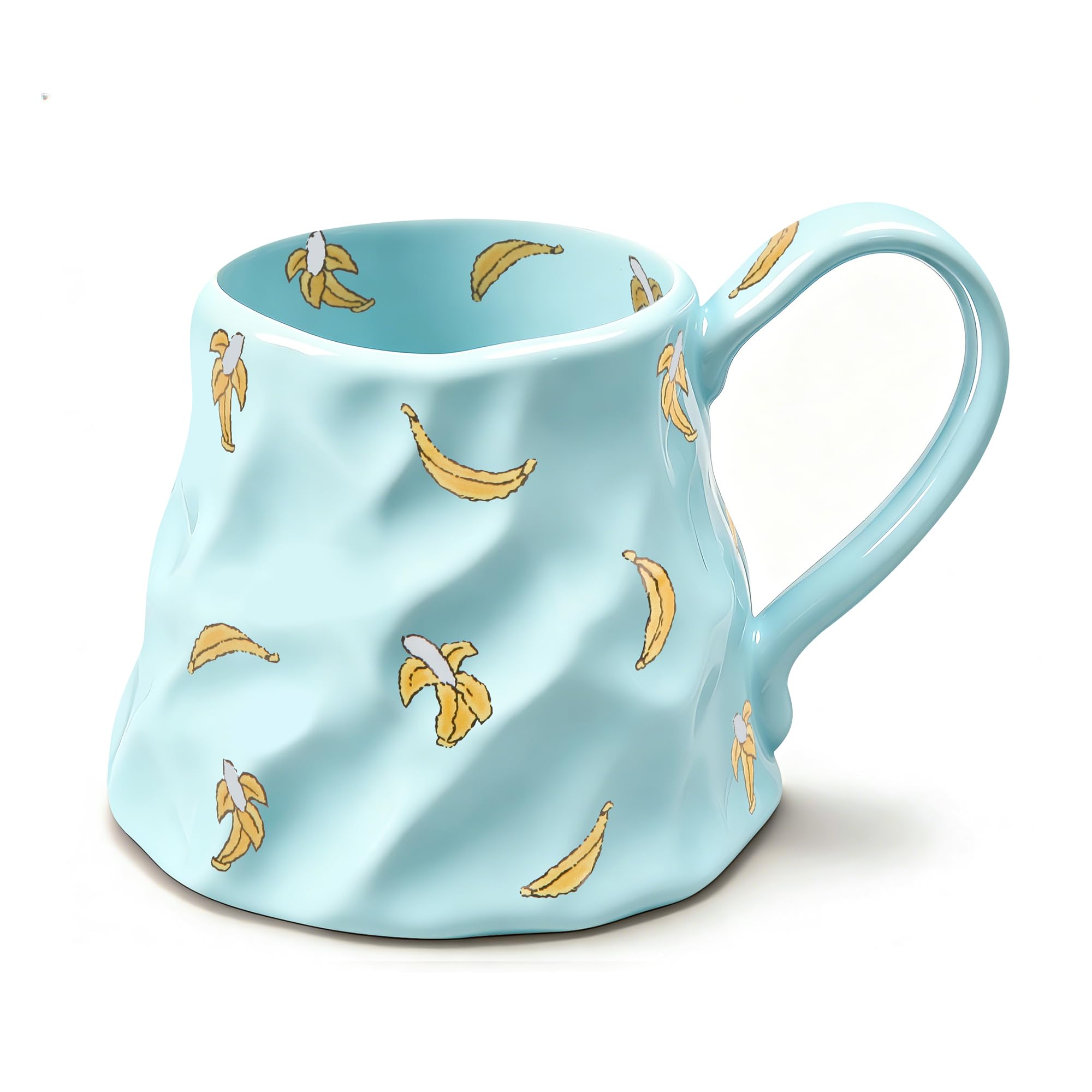 Large Blue Coffee Mug 20 oz, Oversized Cute Floral Ceramic Mug, Giant Coffee Mug with Big Handle, Vintage Tea Cup for Latte, Cocoa, Milk, Tea, Unique Girly Gift for Women, Home & Office