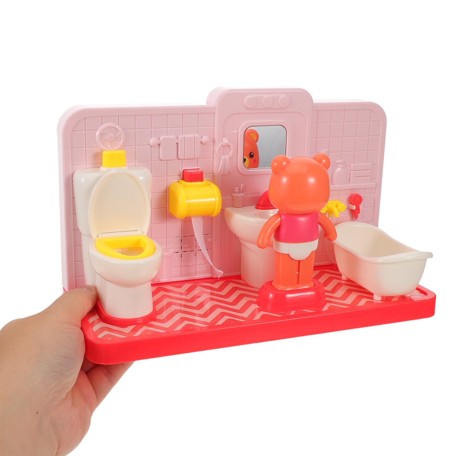 Gatuida Mini Juguete de baño para Aprender a IR al baño: Juego de con un Adorable Oso de Peluche para niños - Juego de rol de simulación - Accesorios de para casa de muñecas para Aprendizaje