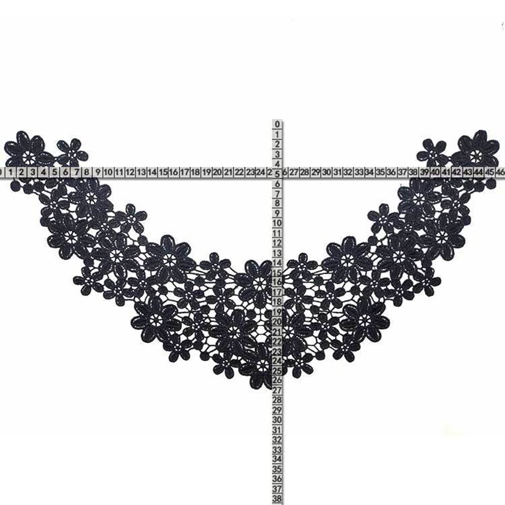 Embroidered Flower Lace Collar Appliqué - Image 3