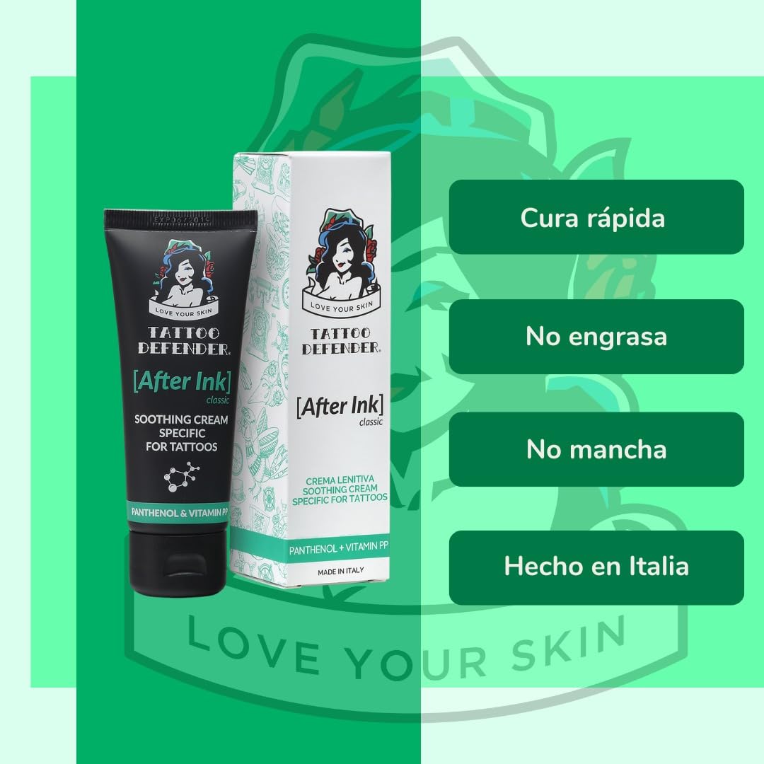 Tattoo Defender After Ink Classic 50 ml Crema Calmante y Hidratante para Tatuajes con Ácido Hialurónico