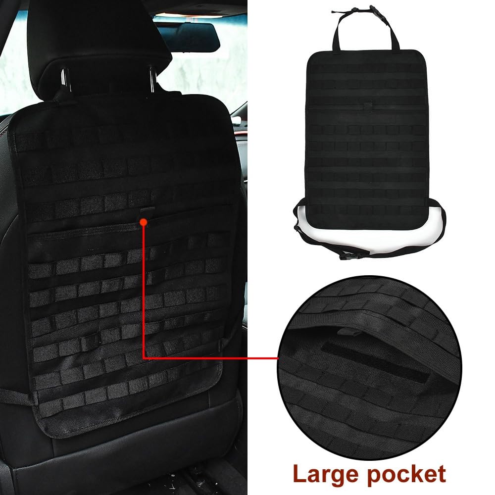 XhuangTech Organizer tattico per sedile auto, resistente, protezione posteriore con 5 tasche staccabili, organizer tattico universale per sedile anteriore e posteriore, per la maggior parte delle auto