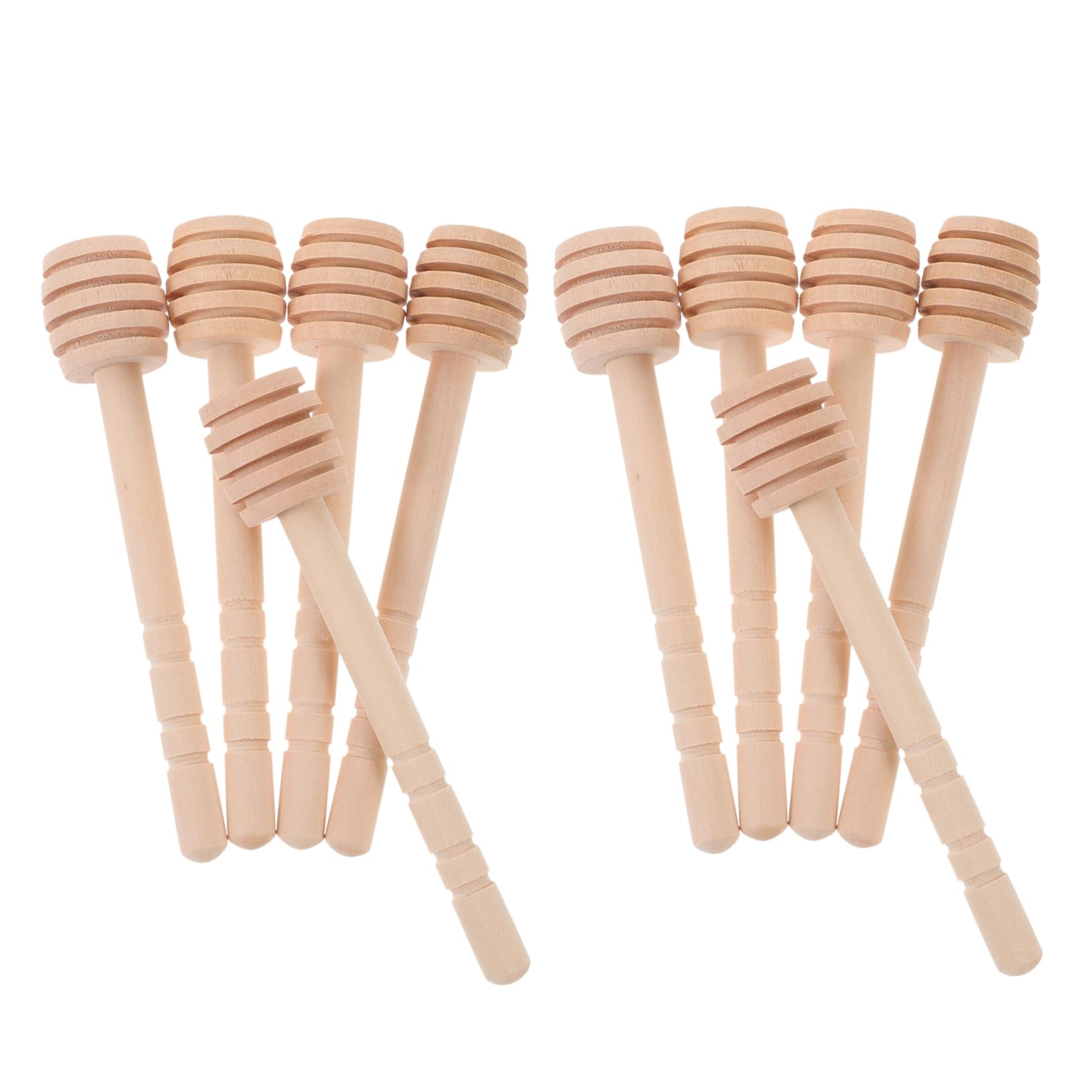 Happyyami 10Pcs Portable Wooden Honey Dipper Sticks Reusable Stirring Sticks for Honey Jam and Syrup Wedding Party and Daily Use
