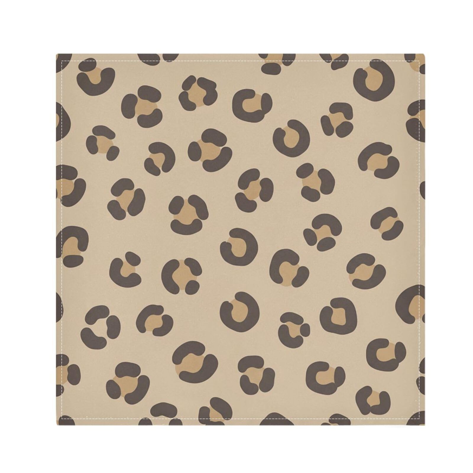 Ttgoth Brown Leopard Cloth Napkin Set of 4 Washable & Reusable Dinner Napkins for Dining Table, Banquets, Wedding, Party, 50x50 cm