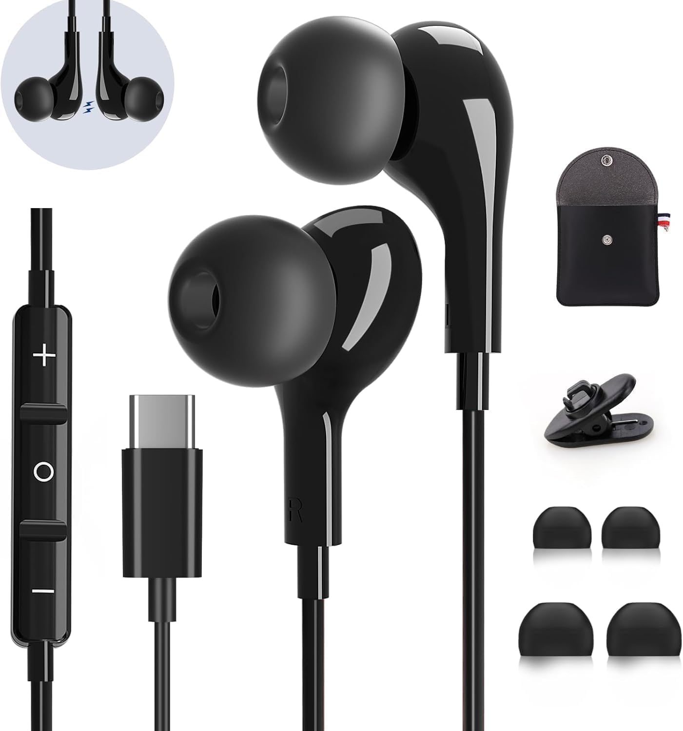 AILZPXX USB C Kopfhöre mit Mikrofon,In-Ear Kopfhörer mit HiFi Stereo S26 S25 S23 S22 S21