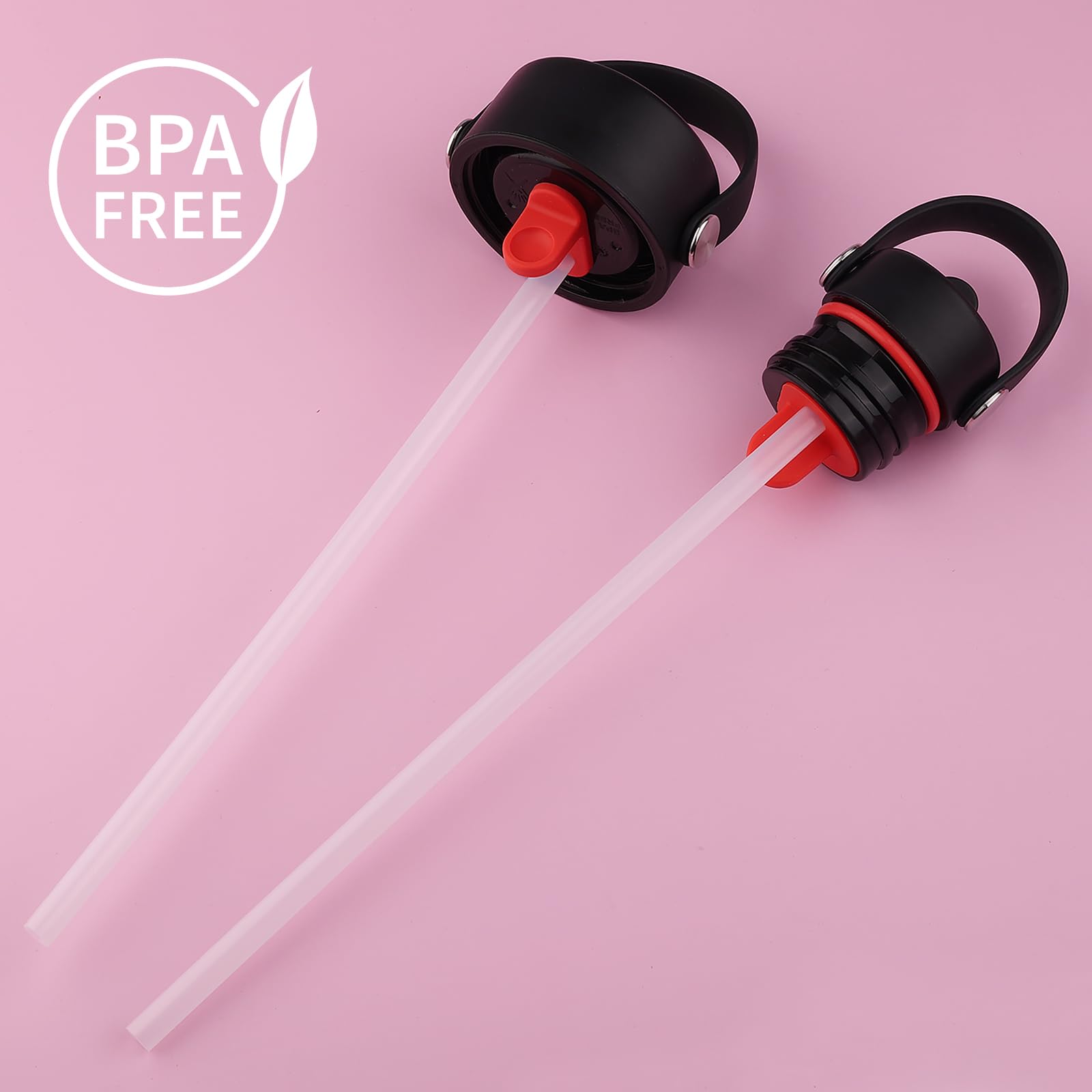Lot de 8 pailles de rechange compatibles avec les bouchons de bouteille d'eau Hydro Flask et les couvercles de paille à presser - Sans BPA - Longues pailles et 2 brosses à paille