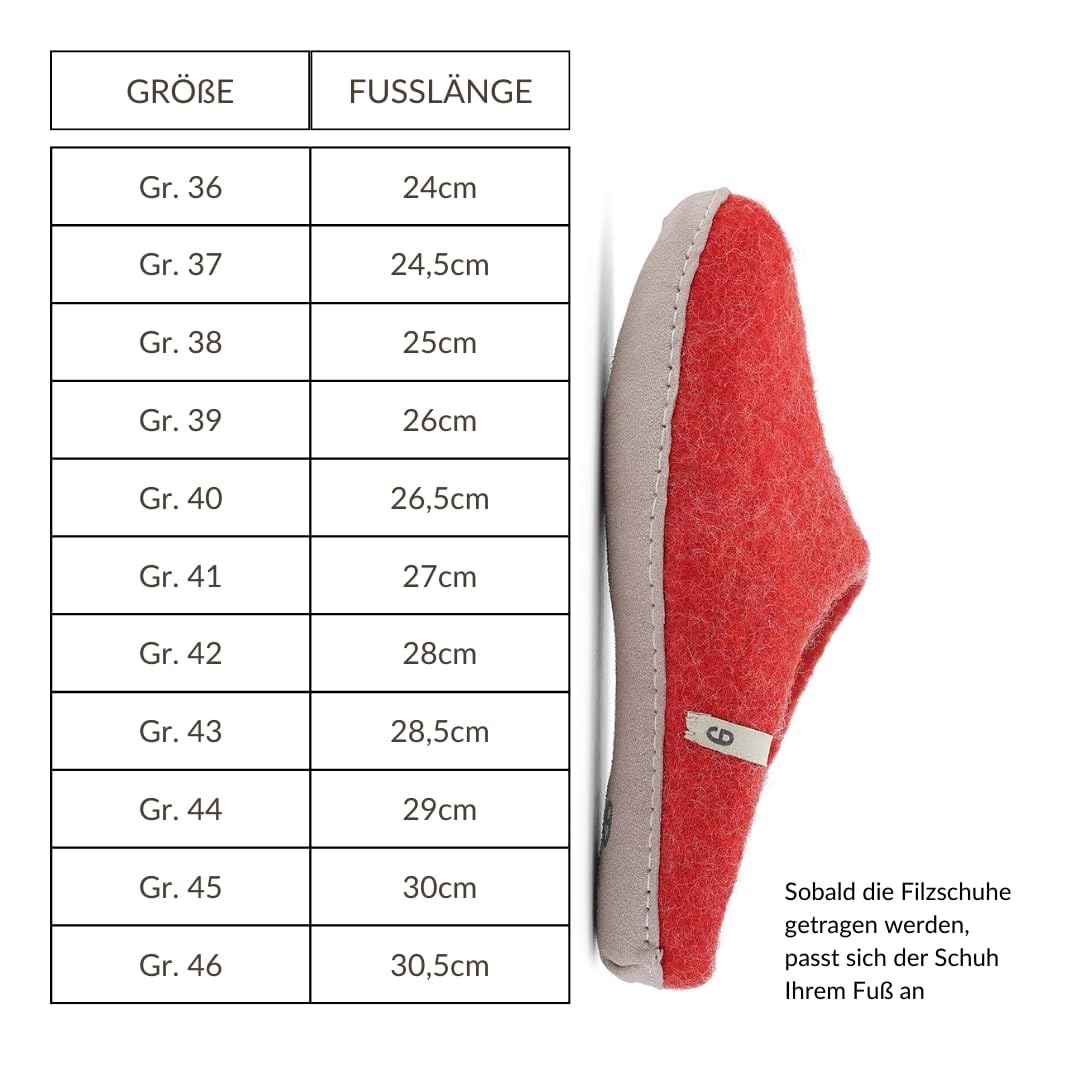 egos Hausschuhe Damen und Herren | Warme und Bequeme Filzschuhe für Winter und Sommer | Handgefertigte Filzhausschuhe Damen aus 100% natürlicher Wolle