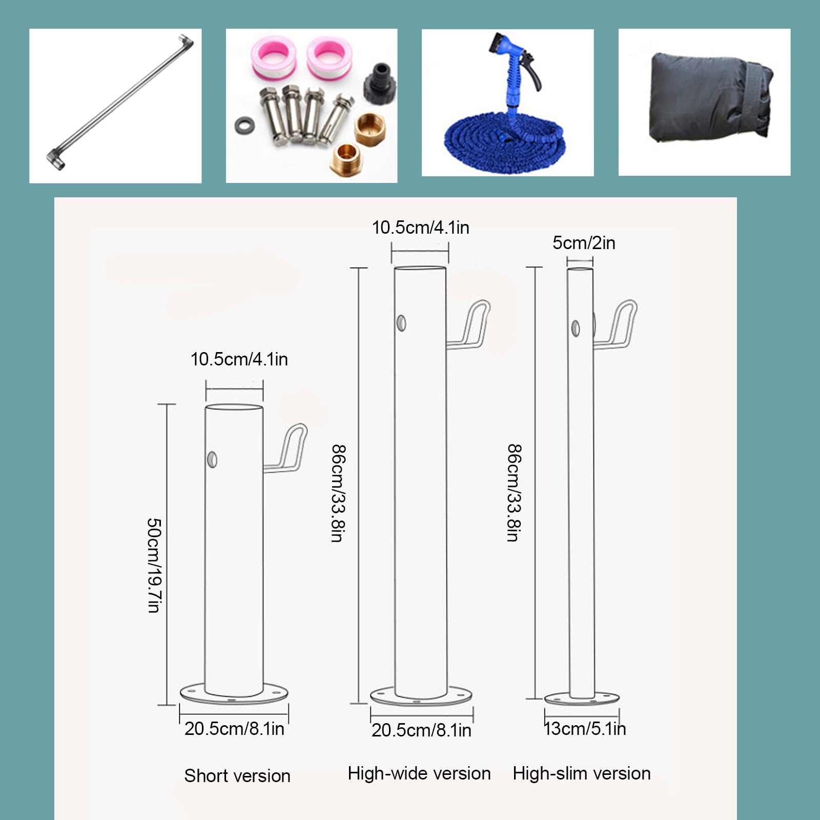 Columna de Agua de jardín con Grifo, Fuente de Agua de Acero Inoxidable montada en el Suelo, Soporte para Manguera de hidrante de jardín, para céspedes, Lavado y Limpieza