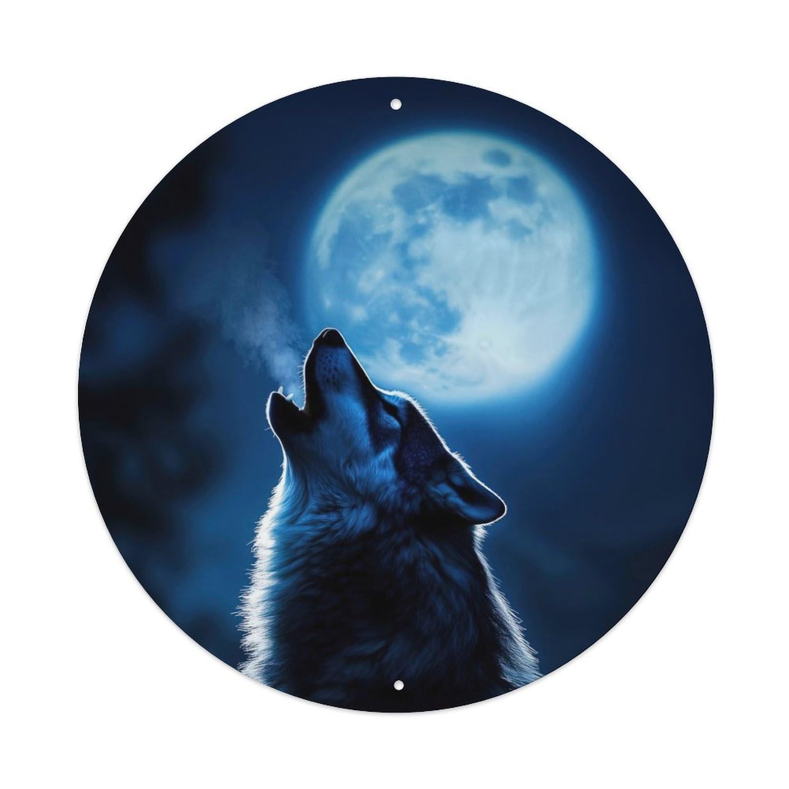 Cwbufd Vintage Style Animal Wolf Howling At Moon Night Wildlife Realistic Illustration Vintage Metal Tin Sign Plaque Wall Decor For Cafe, Club Bar, Office, Garden Metal Poster 8X8inch