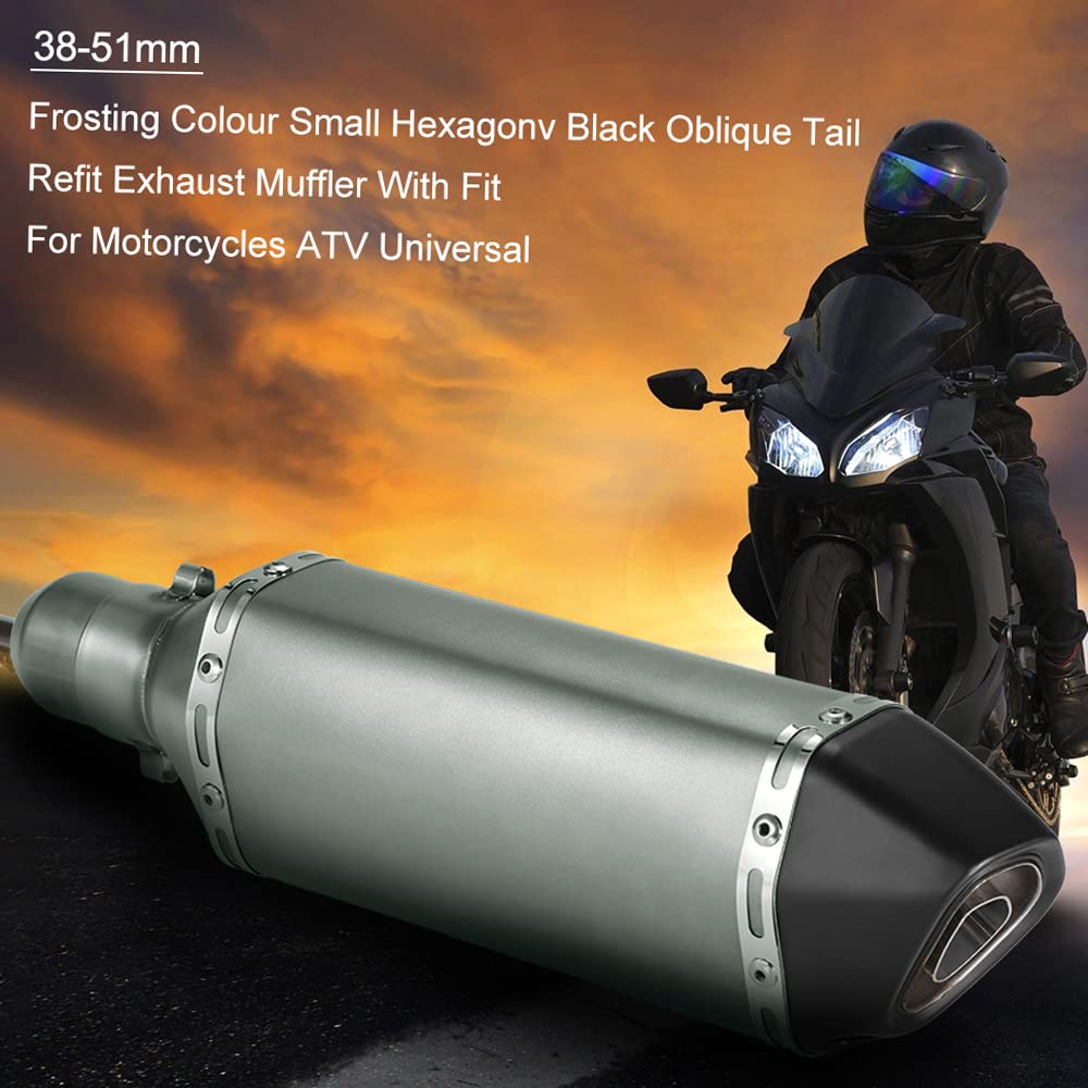 Shkalacar 38-51mm Silenciador de Escape Moto, Tubo de Escape Universal, Hexágono Reemplace con Ajuste para Motocicletas ATV