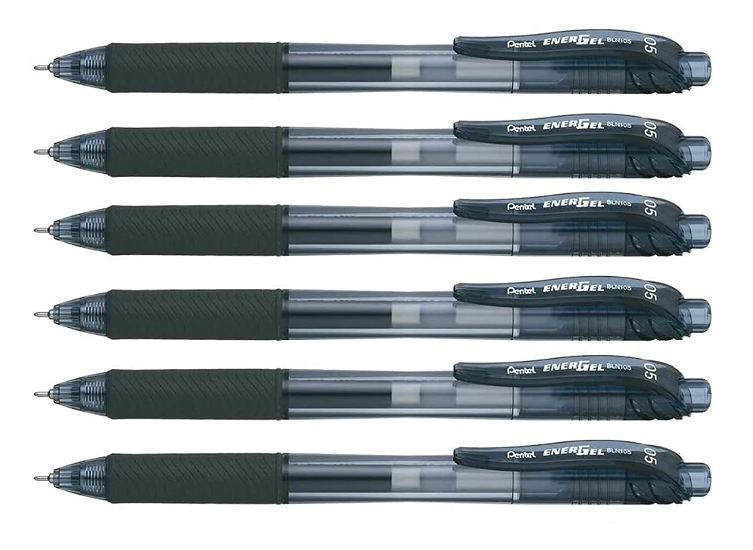 Energel Retractable Pen Pentel Kit, Black, Pack of 6 - BLN105