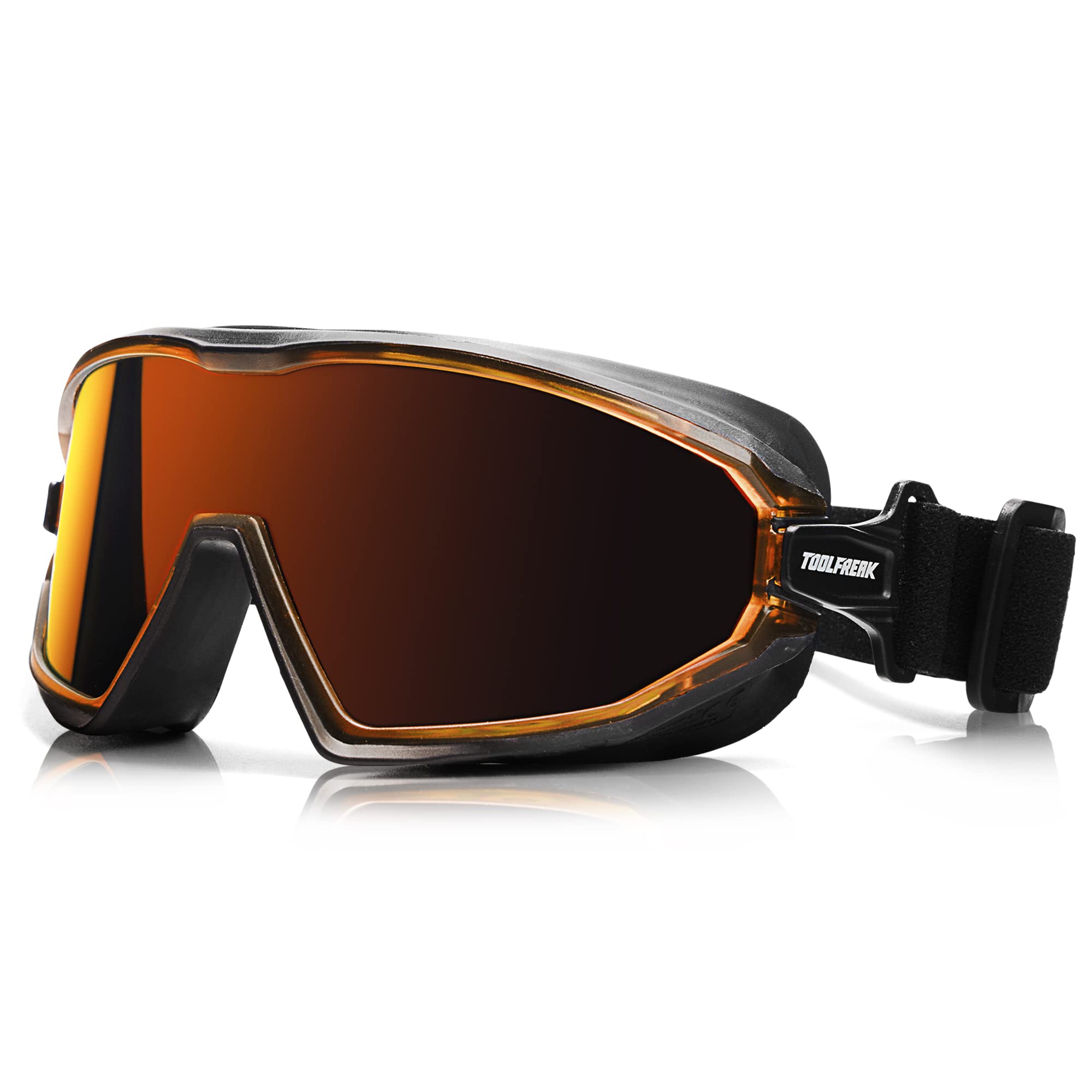 ToolFreakSafety Goggles Mid Size Rated to ANSI z87.1 for Impact and U6 UV, Direct Vented, Oleophobic Lens, Includes Case