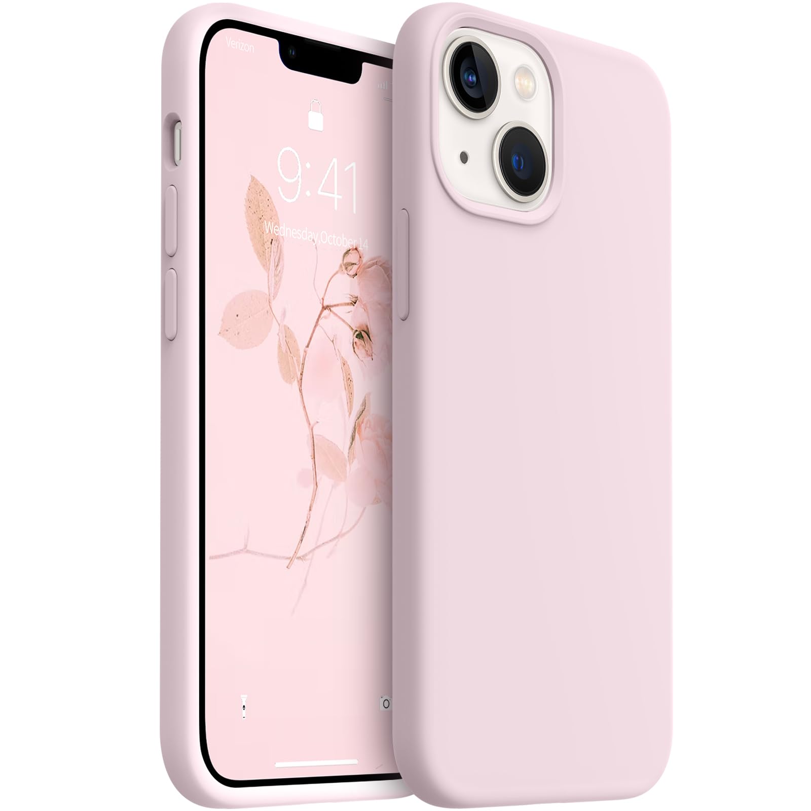 AOTESIER Shockproof Designed for iPhone 13 Mini Case, Liquid Silicone Phone Case with [Soft Anti-Scratch Microfiber Lining] Full Body Drop Protection 5.4 inch Slim Thin Cover, Ice Pink