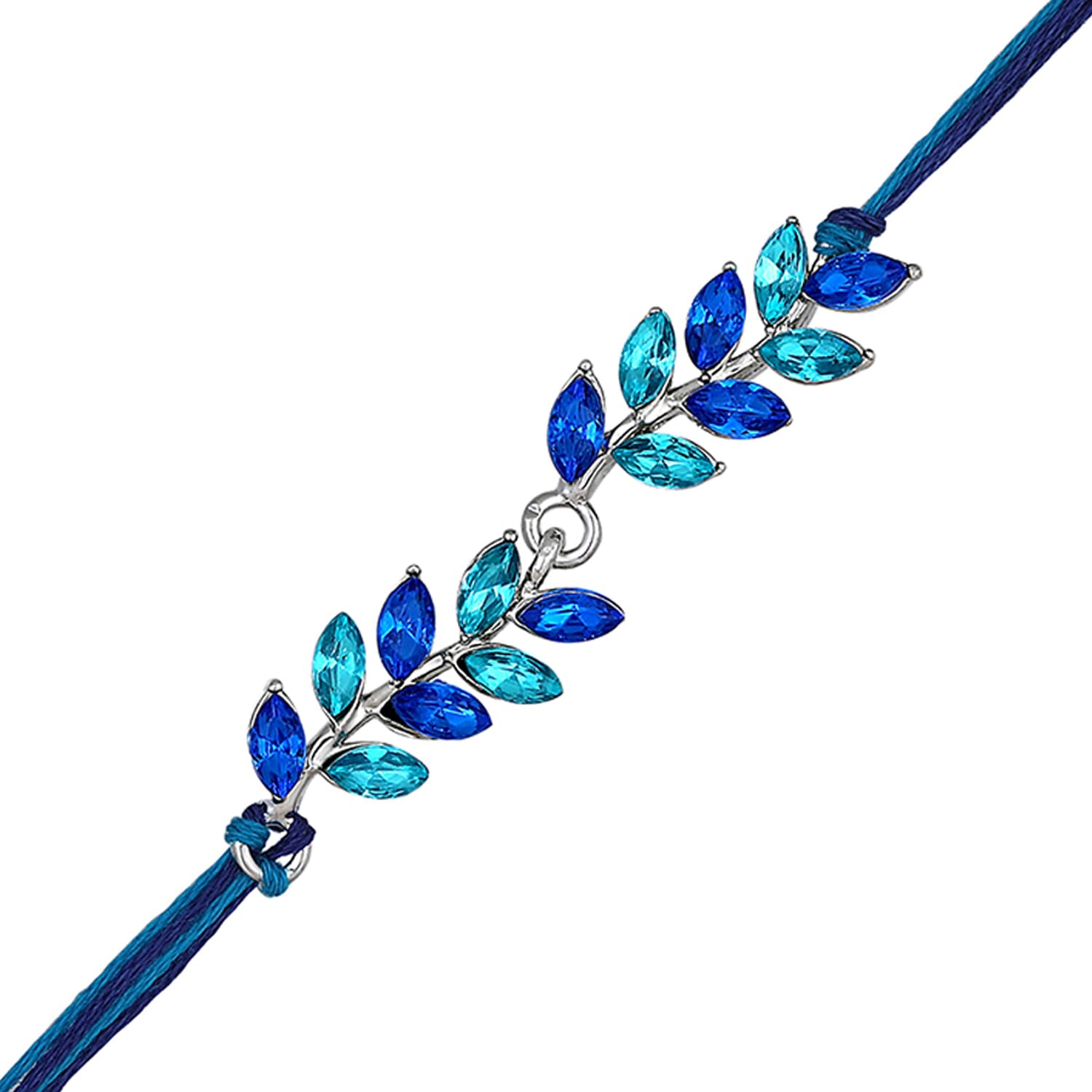 Mahi Light and Dark Blue Leafy Shape Crystals Rakhi for Brother (RA1100716RBlu) (B0C9JGWV4C) Amazon Price History, Amazon Price Tracker