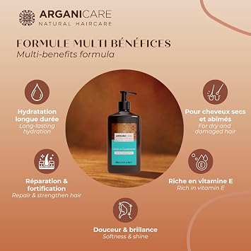 ARGANICARE| Argan Oil Leave-In Conditioner | Dry & Damaged Hair | Daily Leave-In Care | Softness, Shine & Manageability | 400 ml