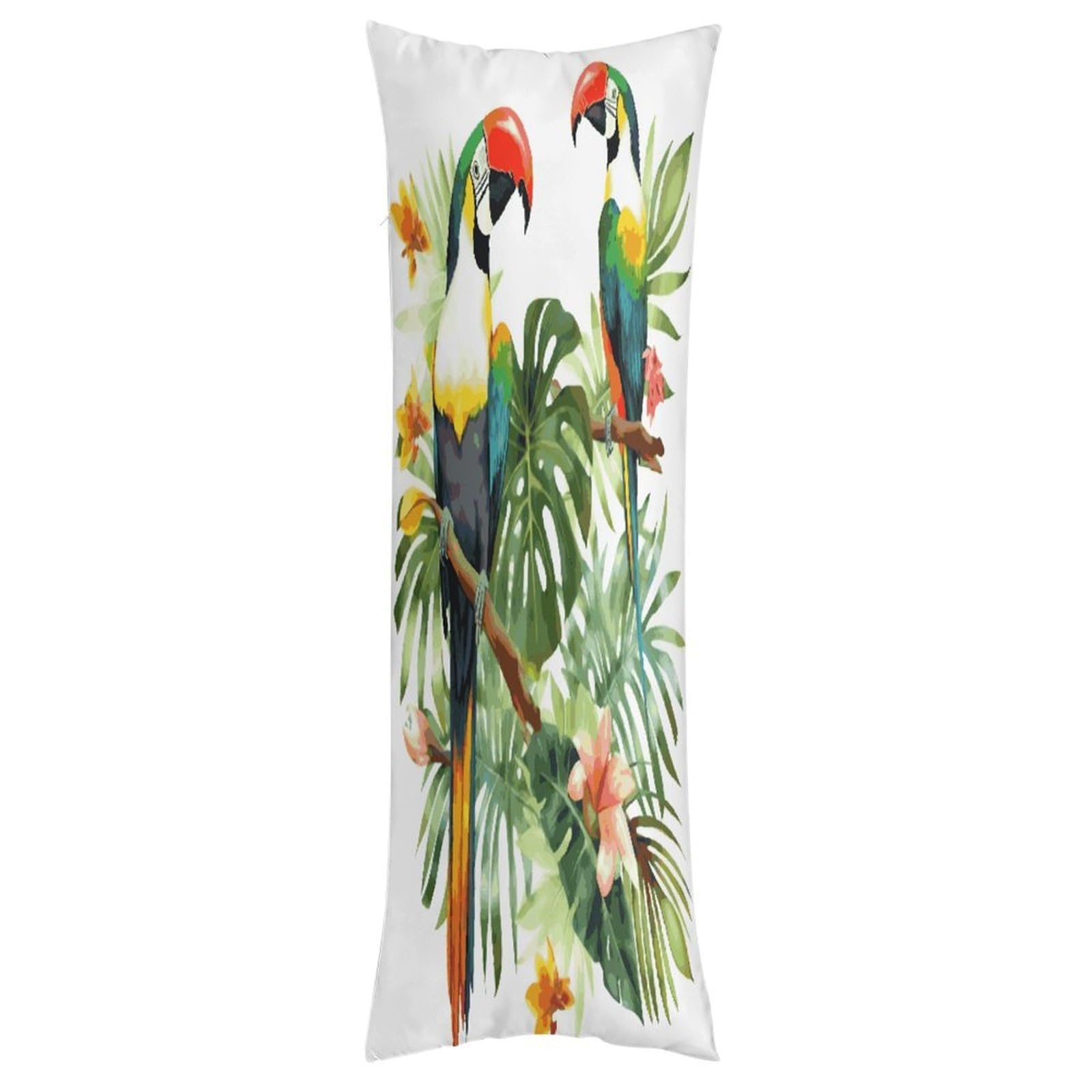 LDGSUPH Toucans Parrot Palm Tree Leaves Pillow Cases Soft Pillowcase with Invisible Zipper Wrinkle Resistant Pillow Covers Breathable Removable Pillow Protector for Bed Sofa Car 20"x54"