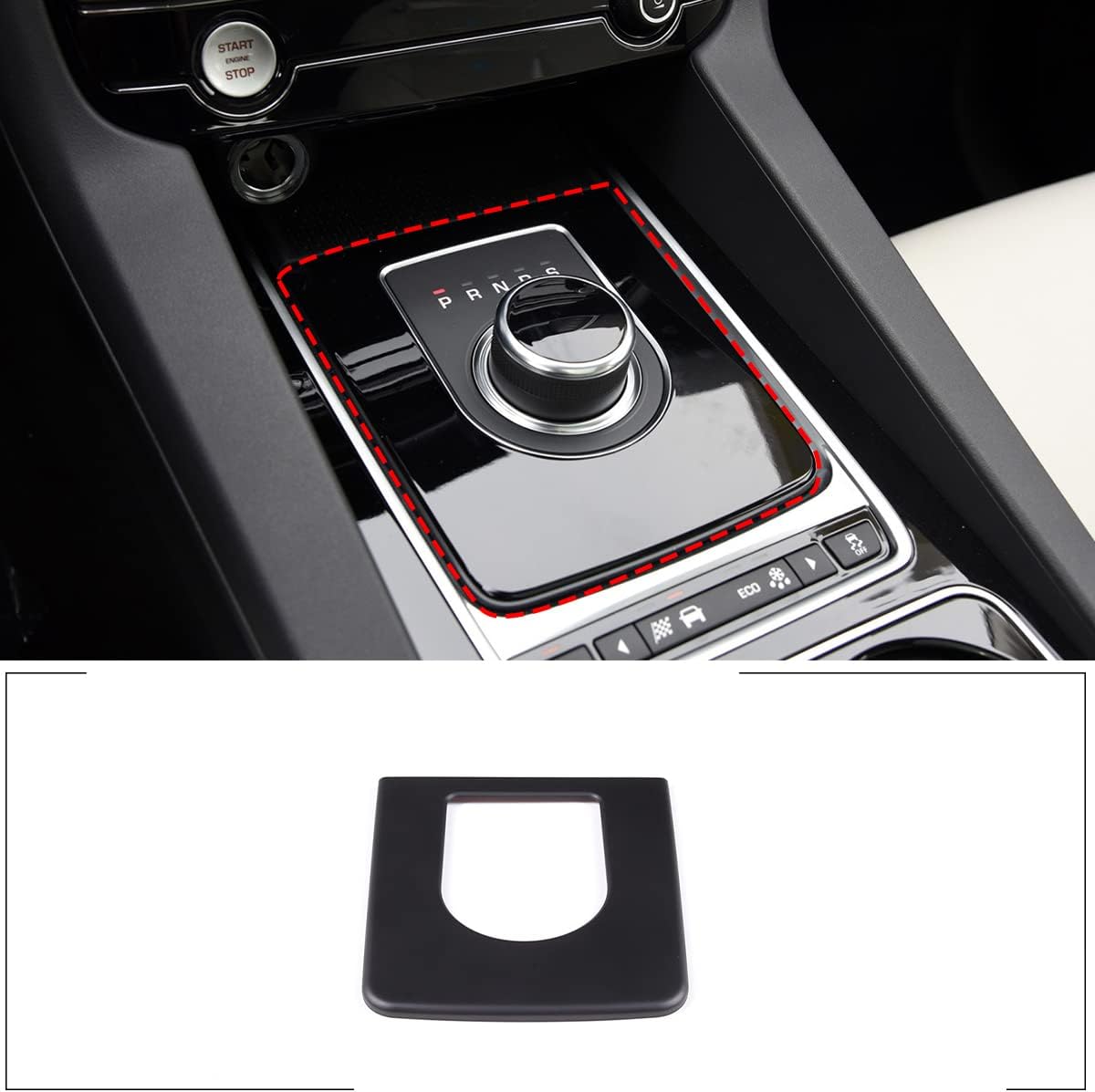 PIUGILH Matte Black Gear Shift Panel Trim Cover for Jaguar F-PACE XE 2016 2017 2018, Gear Shifter Console Anti-Scratch Frame Cover, Interior Protection Decoration Accessories