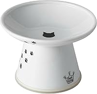 Necoichi Extra Wide Raised Ceramic Cat Food Bowl - Whisker Fatigue Relief, Neck Strain Reduction, Non-Slip, Dishwasher Safe, 2-Cup Capacity