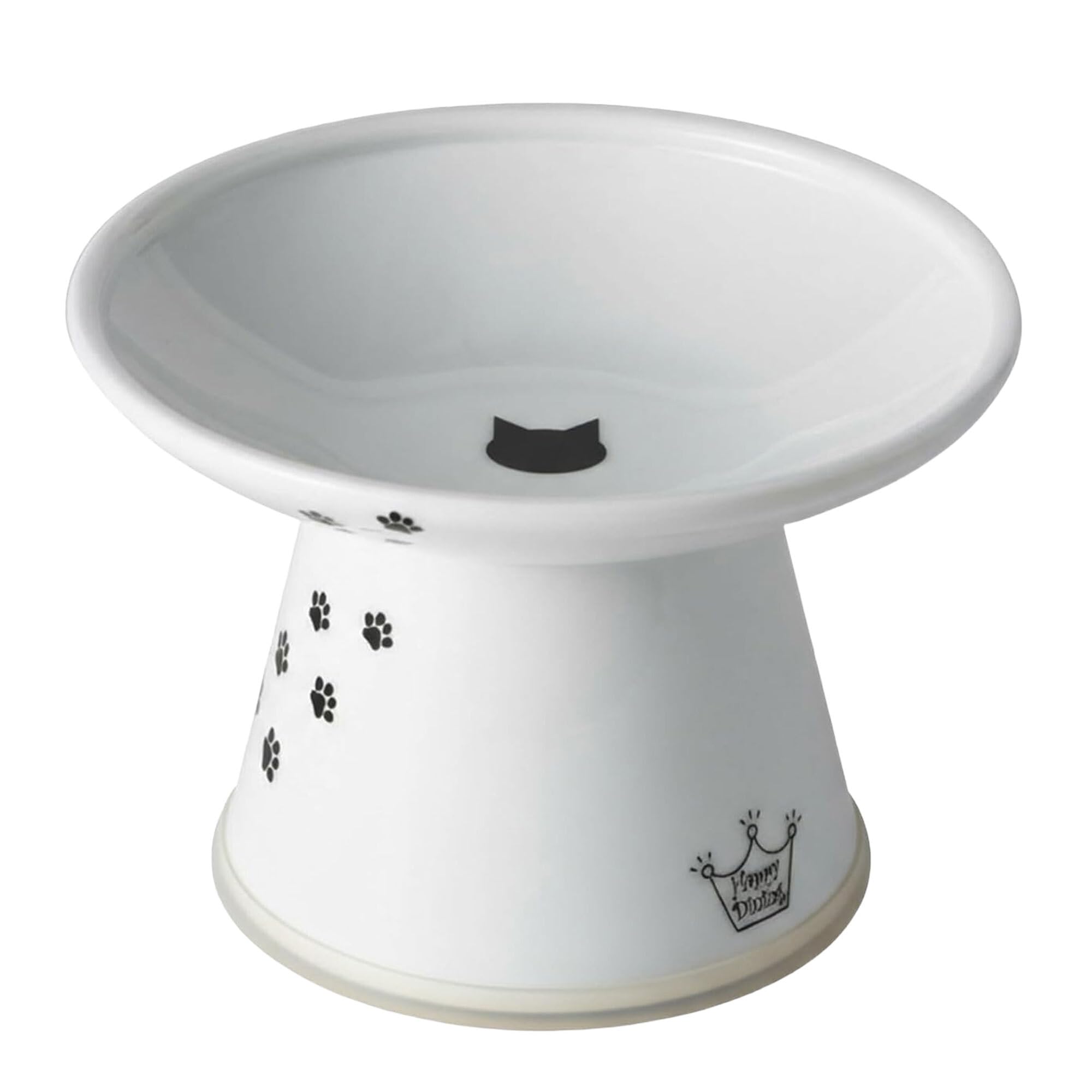 Necoichi Raised Cat Food Bowl – Ceramic Elevated Cat Bowl for Whisker & Neck Fatigue, Dishwasher Microwave Safe – Non-Slip & Anti Vomiting Ergonomic Design (Cats, Extra Wide)