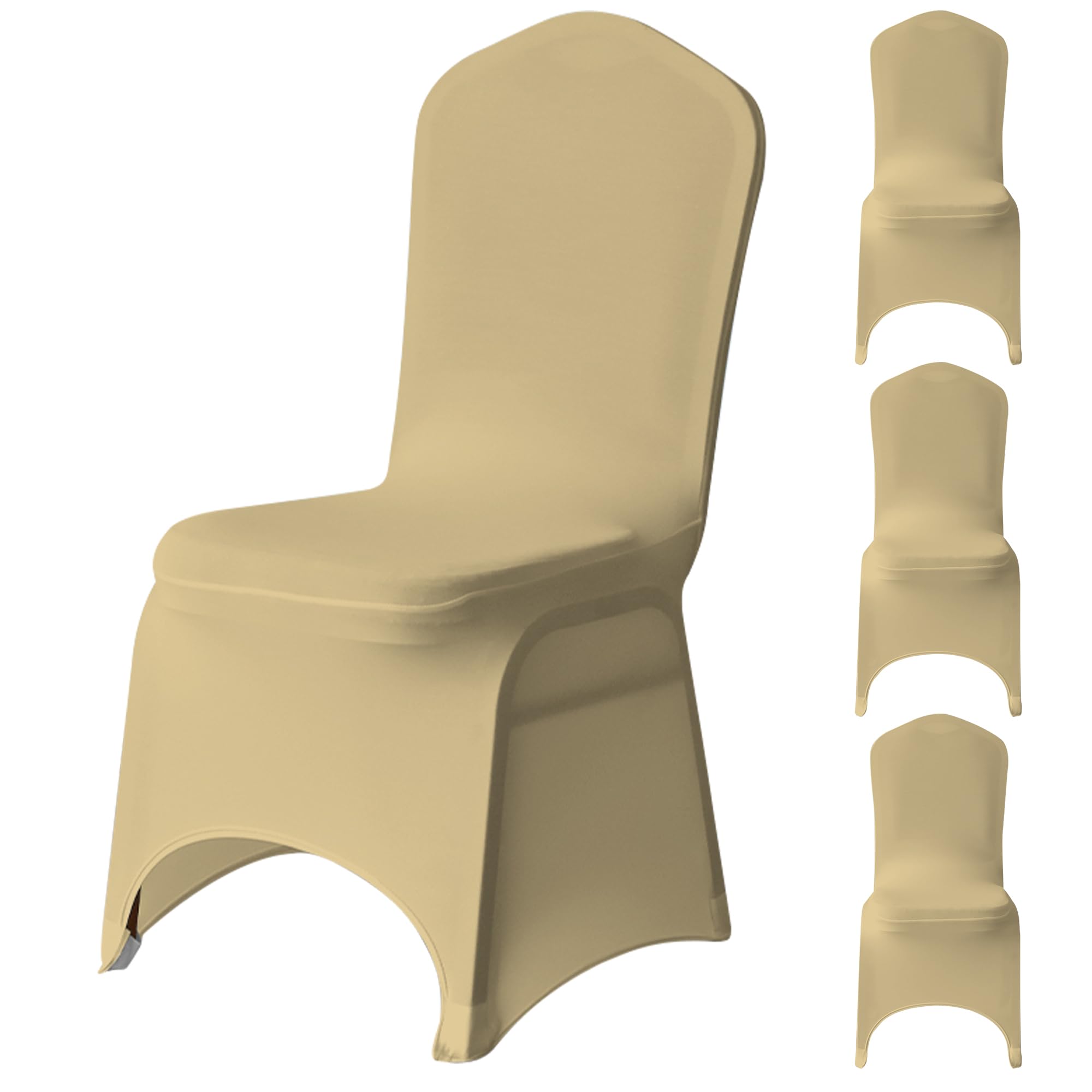 WedDecor Universal Wedding Chair Covers, 4Pcs Champagne Spandex Stretch Dining Chair Slipcovers, Washable Banquet Chair Covers for Parties, Events & Celebrations — image 1