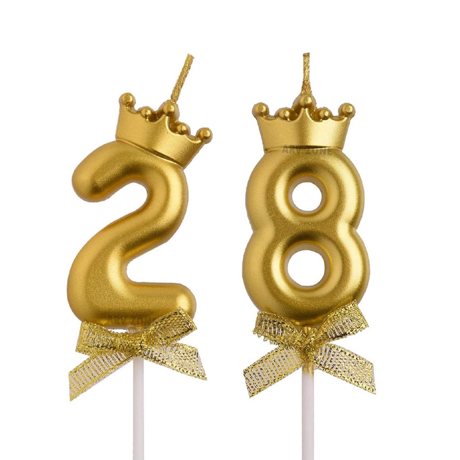ARV Zone Numeral Birthday Candles for Cakes, Gold Crown 28 Number Candle for Cake Decorations, Cake Candles Cake Topper Decorations for 28th 82nd Birthday Wedding Anniversary (Crown 28)-image-37