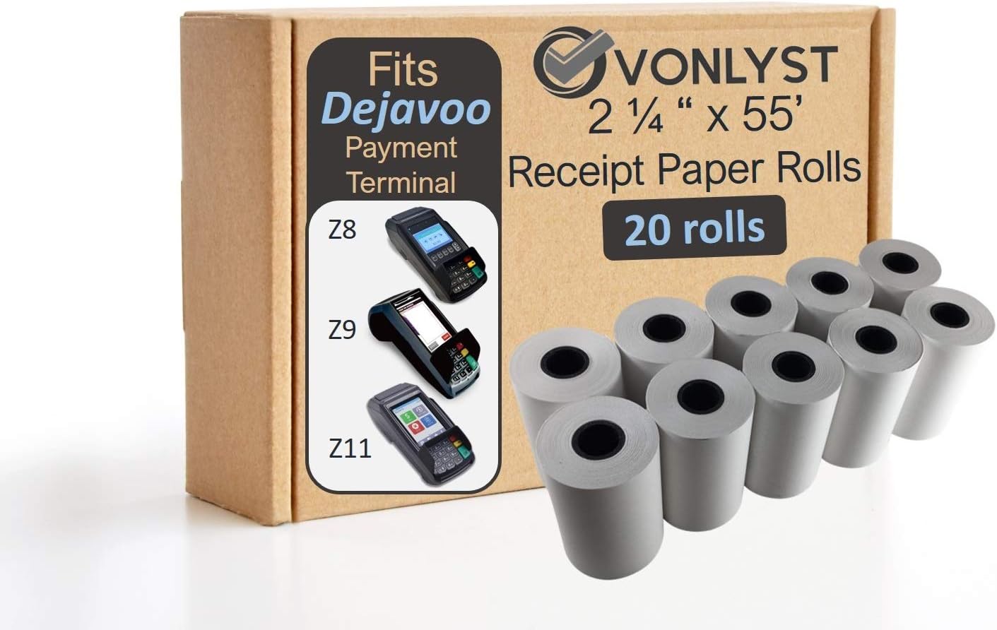 Vonlyst Credit Card Machine Paper Roll for Dejavoo Z8 Z9