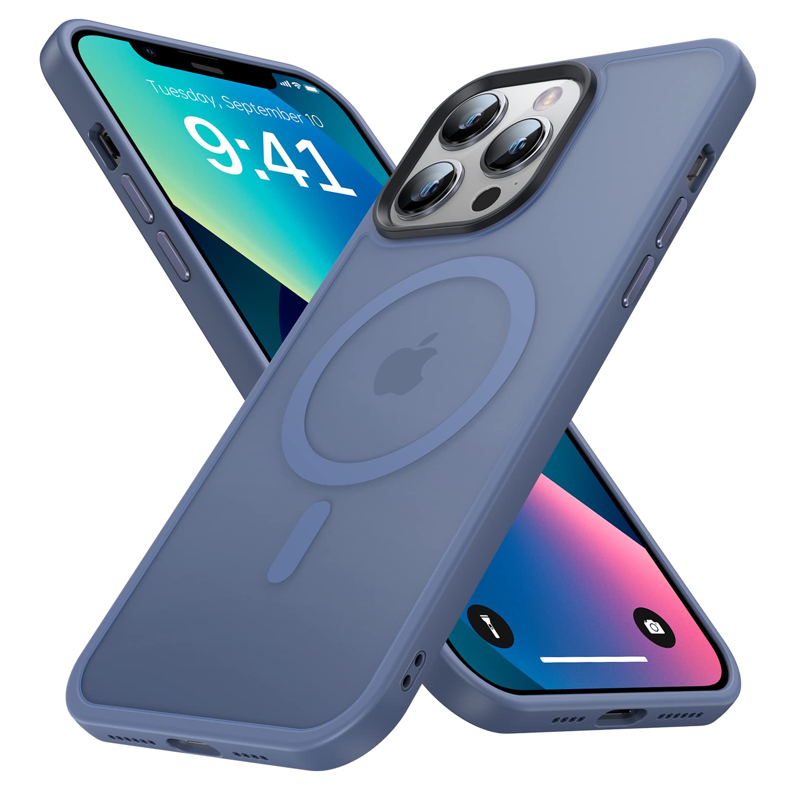 Strong Magnetic Designed for iPhone 13 Pro Max Case [Compatible with Magsafe][Military Grade Drop Protection] Protective Shockproof Translucent Matte Slim Phone Case for iPhone 13 Pro Max, Blue