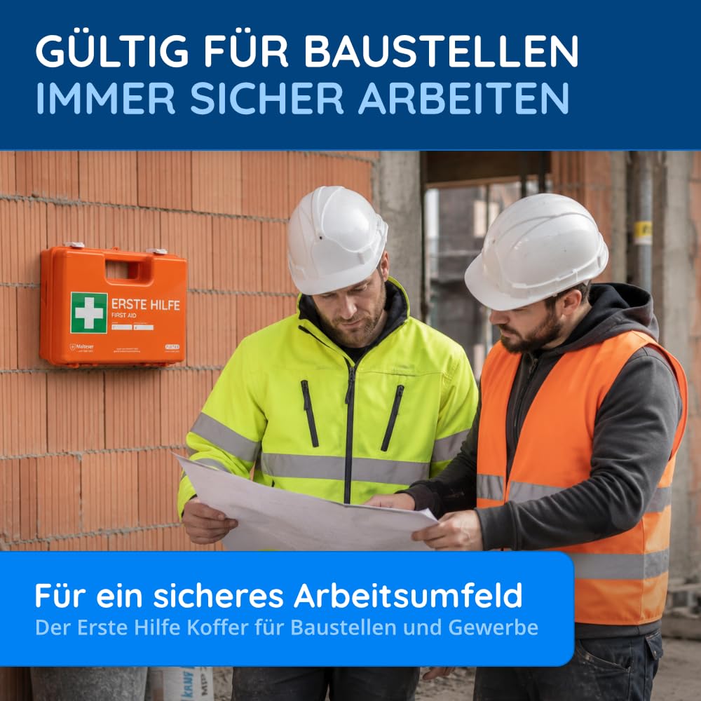 FLEXEO ÖNORM Z1020 - Valigetta di pronto soccorso per l'Austria, con supporto da parete, adesivi, adesivi di prova e piombo, kit per medicazioni per aziende, aziende, ufficio e casa