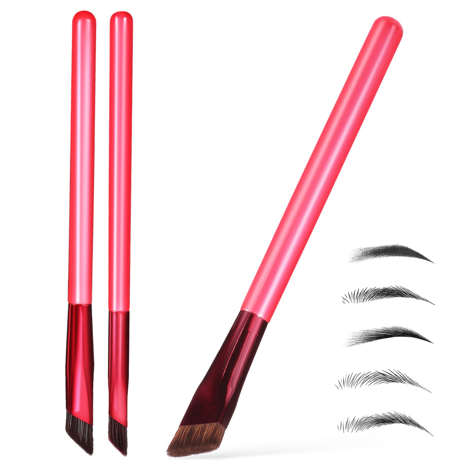 MUSISALY 3pcs Brow Brush Set for Eyebrows Realistic Angled Makeup Cosmetic Supplies