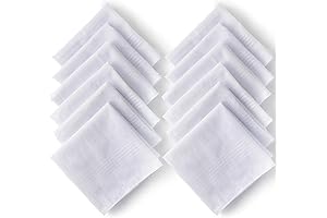 Men's Handkerchiefs 12 Pack - Soft White Pure Cotton Hankies