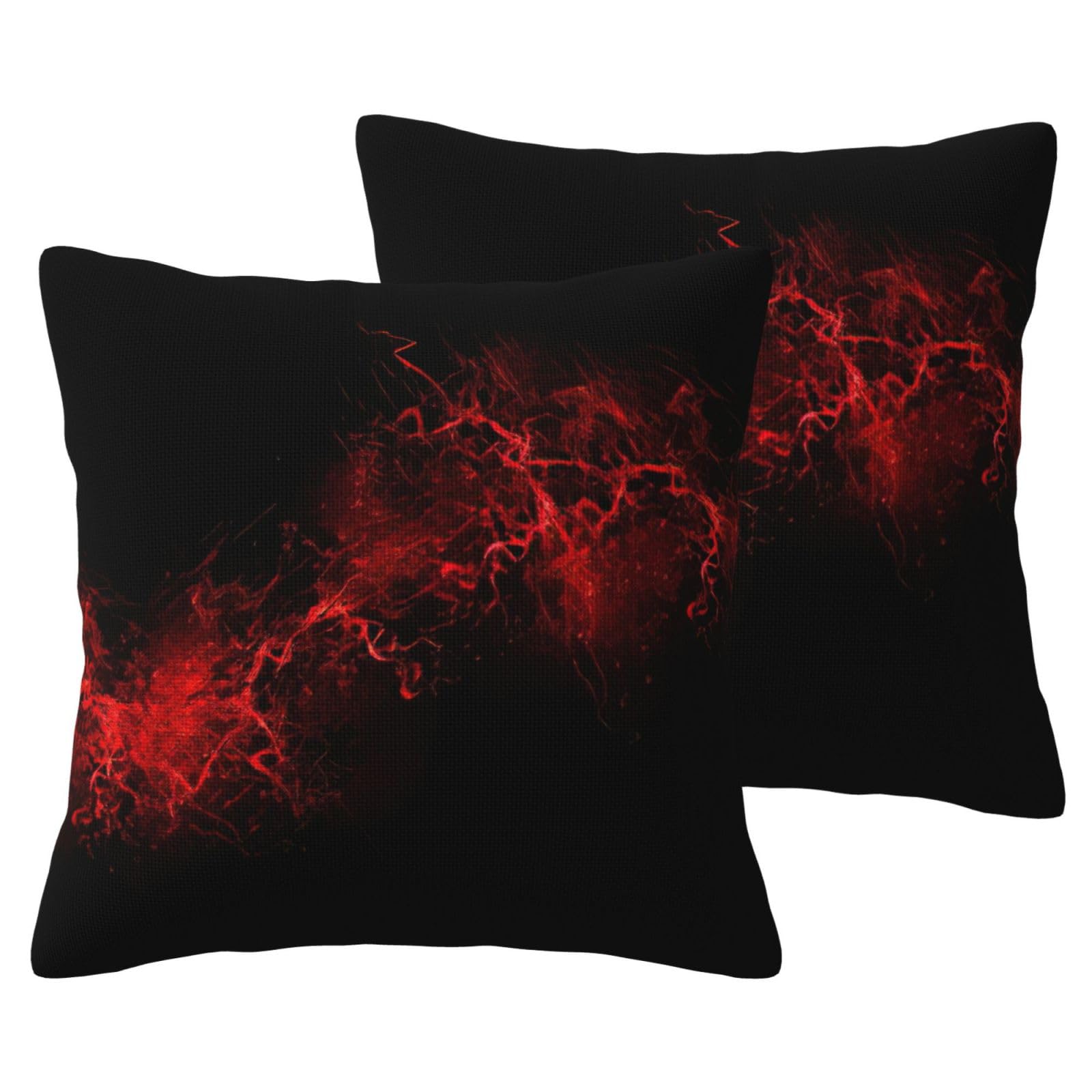 Taies d'oreiller effet lin imprimé explosion moderne lot de 2 rouge noir