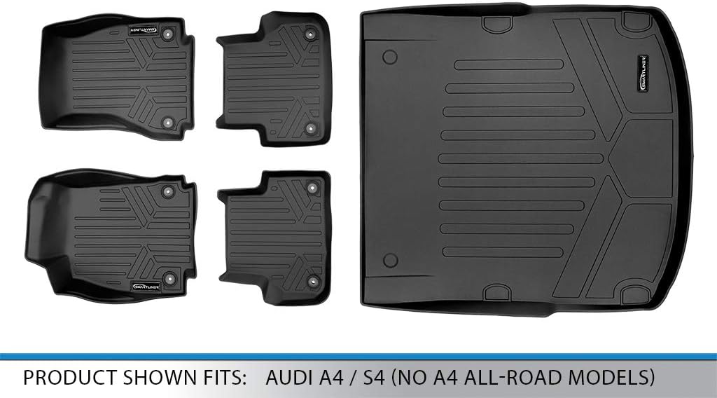 SMARTLINER Custom Fit Floor Mats 2 Rows and Cargo Liner Set for 2017-2025 Audi A4 / S4 Sedan / A4 Allroad