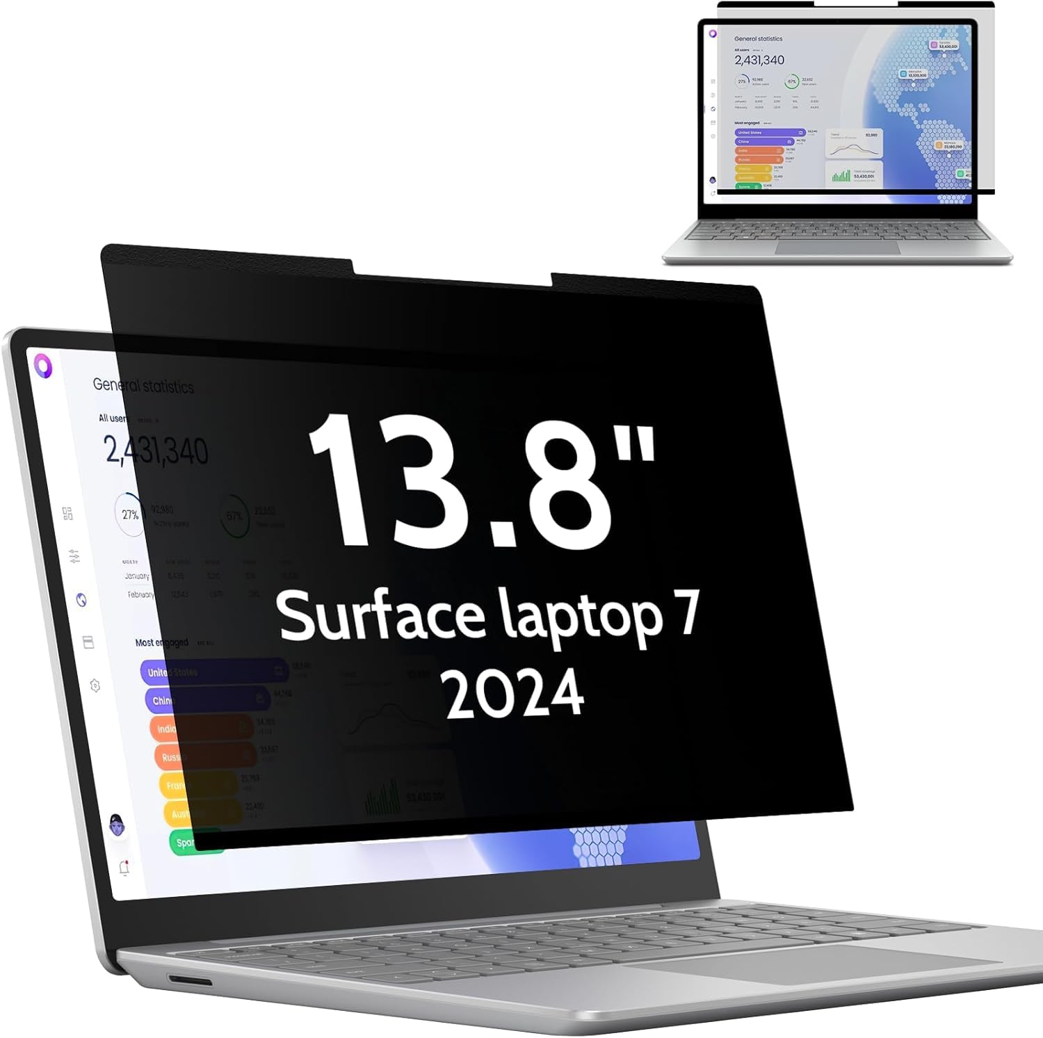 Mamol Magnetic Privacy Screen for 13.5 Inch Surface Laptop 6/5/4/3/2/1, Removable Anti Spy Glare Blue Light Filter, Microsoft Surface Laptop Privacy Screen Protector 13.5 in — view 18