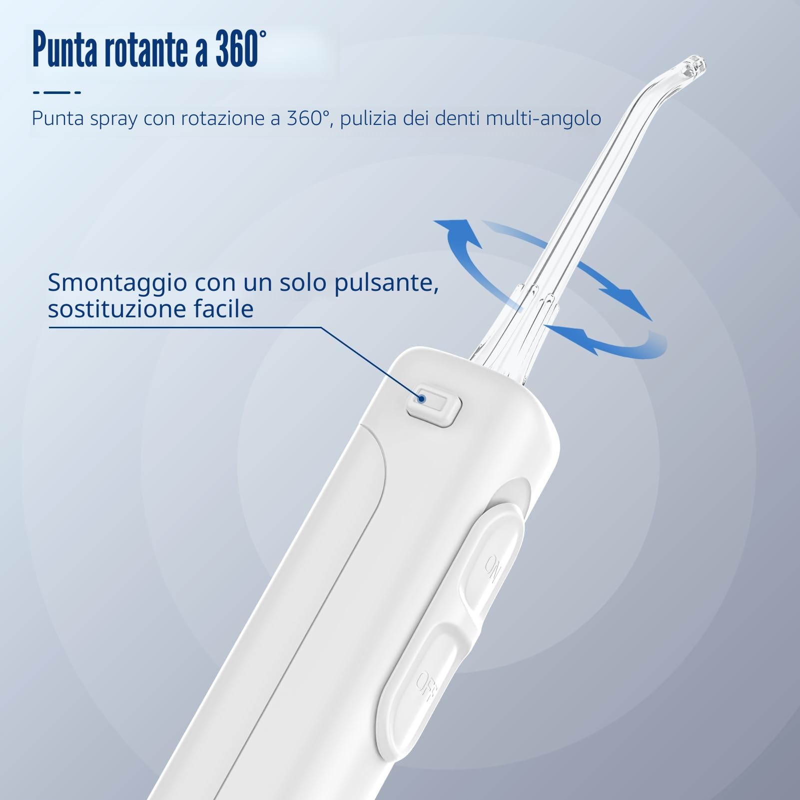 Sawgmore Idropulsore Dentale, Irrigatore Orale con 5 Ugelli Multifunzione, 10 Valori Nominali di Pressione Dell'acqua Regolabili, Capacità di 600ML per Cura Famiglia Cura Dentale (Bianco)