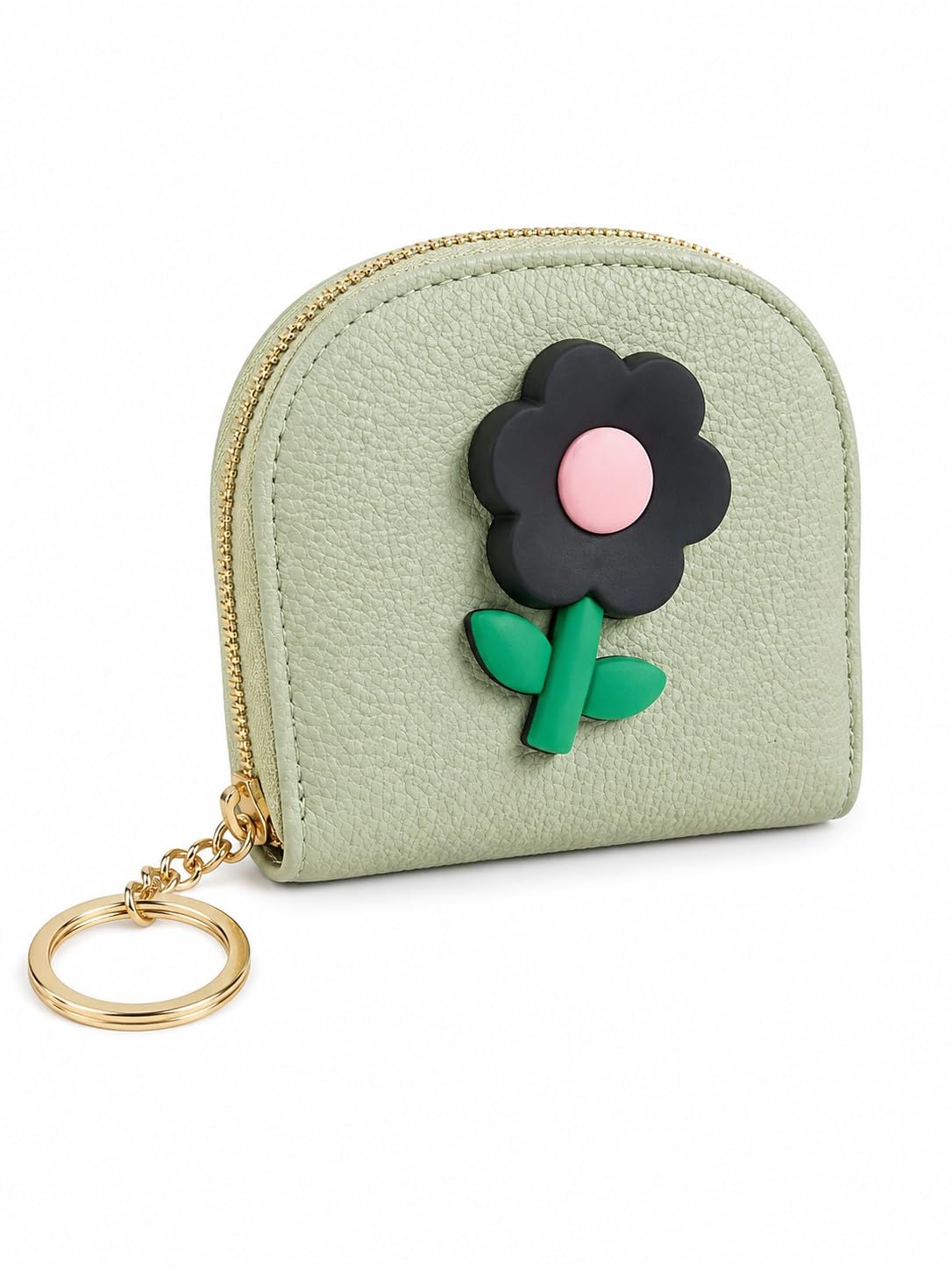 Women's Mini Coin Purse Wallet with Cute 3D Flower Design | RFID Blocking Zip Card Holder | Compact Coin Pouch with Keyring | Small Wallet for Cash, Cards & Keys | Gift for Women & Girls (Sage)-image-44