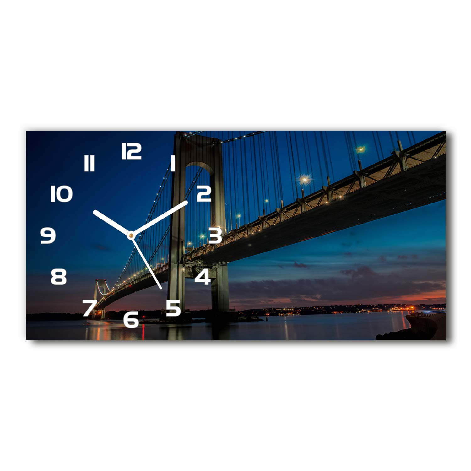Horloge en Verre Tulup Design 60x30cm Silencieuse Pont de Brooklyn Luxe